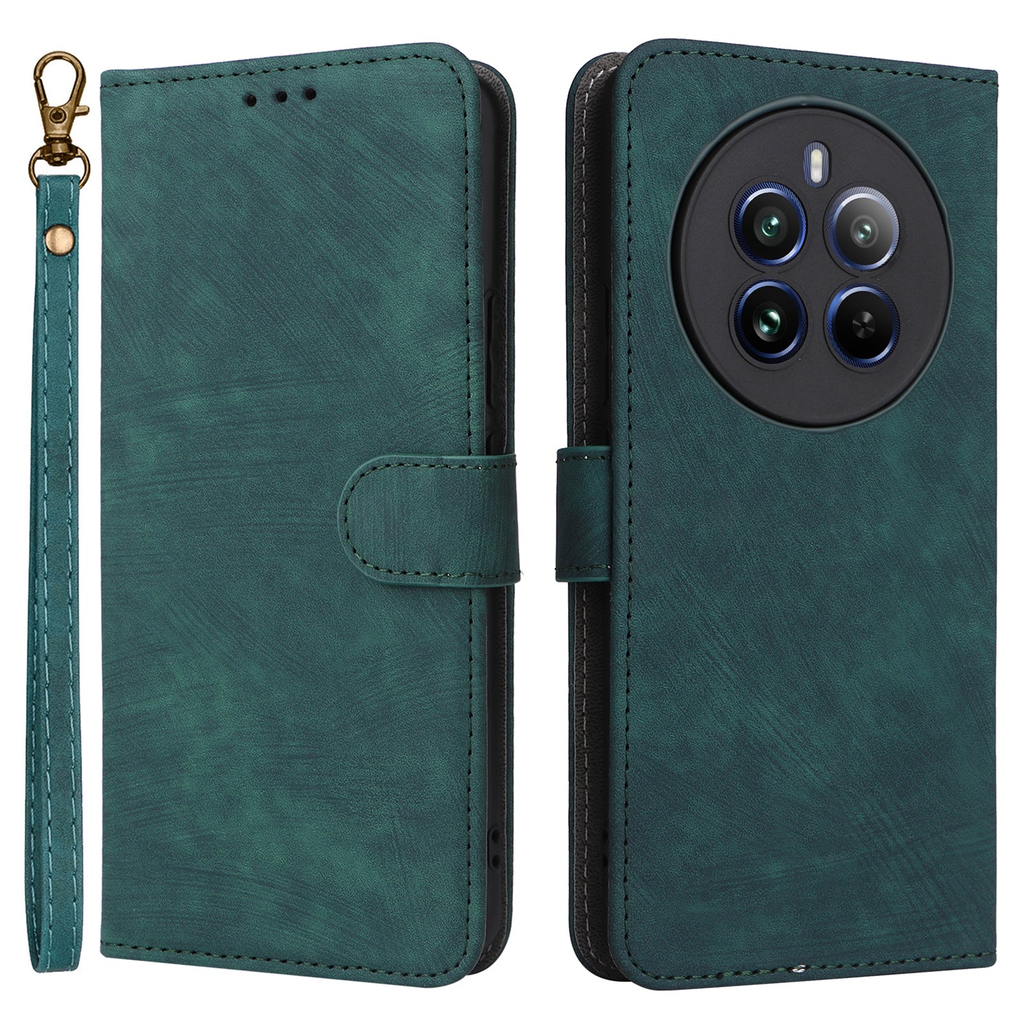 For Realme 12 Pro 5G / 12 Pro+ 5G Case RFID Blocking Leather Flip Phone Cover with Strap