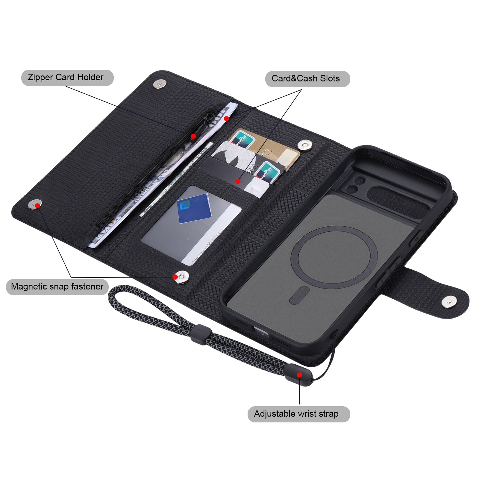 VILI GHB Series for Google Pixel 8 Pro Magnetic Case Detachable Wallet Leather Phone Cover