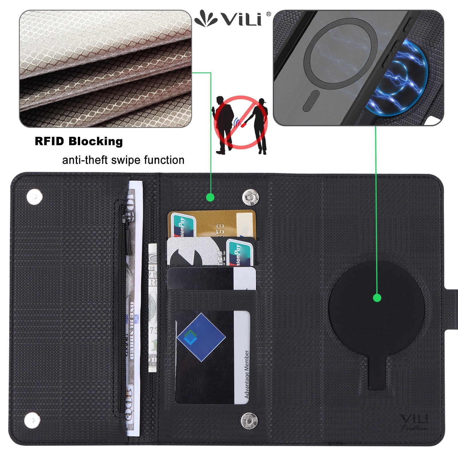 VILI GHB Series for Google Pixel 8 Pro Magnetic Case Detachable Wallet Leather Phone Cover
