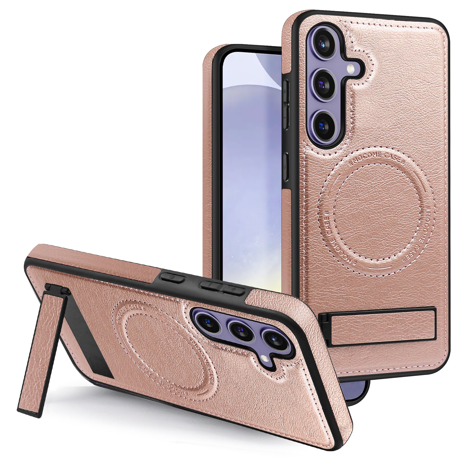 For Samsung Galaxy S24+ Case Kickstand Leather+TPU+PC Magnetic Phone Cover