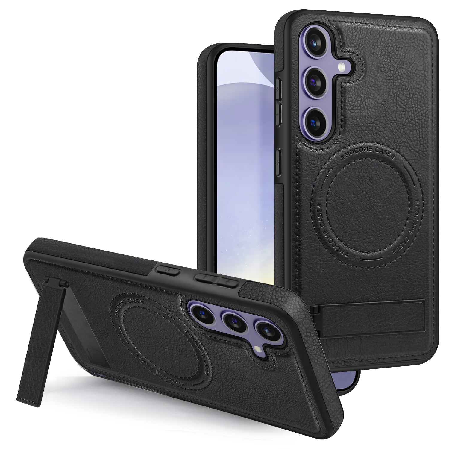 For Samsung Galaxy S24+ Case Kickstand Leather+TPU+PC Magnetic Phone Cover