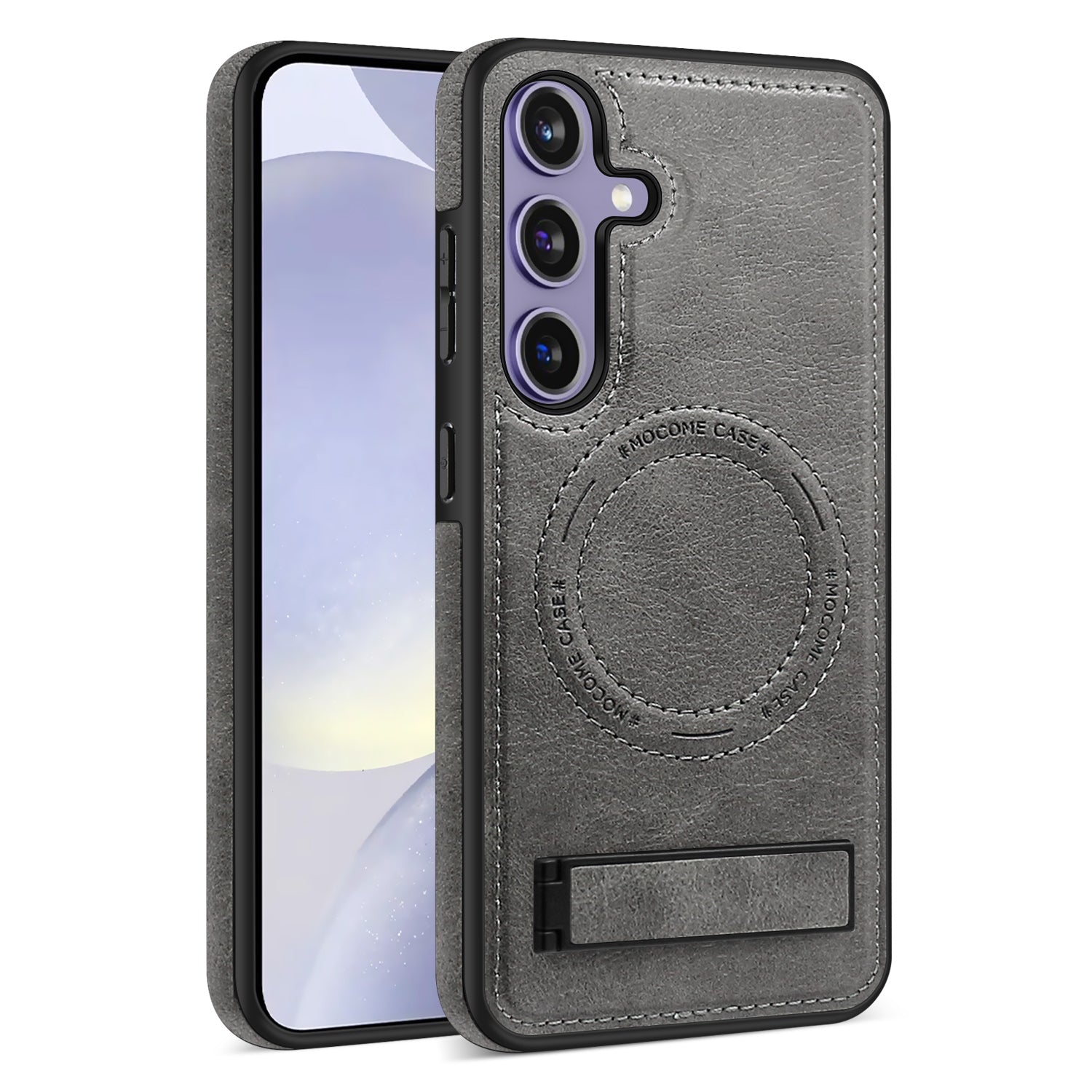 For Samsung Galaxy S24+ Case Kickstand Leather+TPU+PC Magnetic Phone Cover