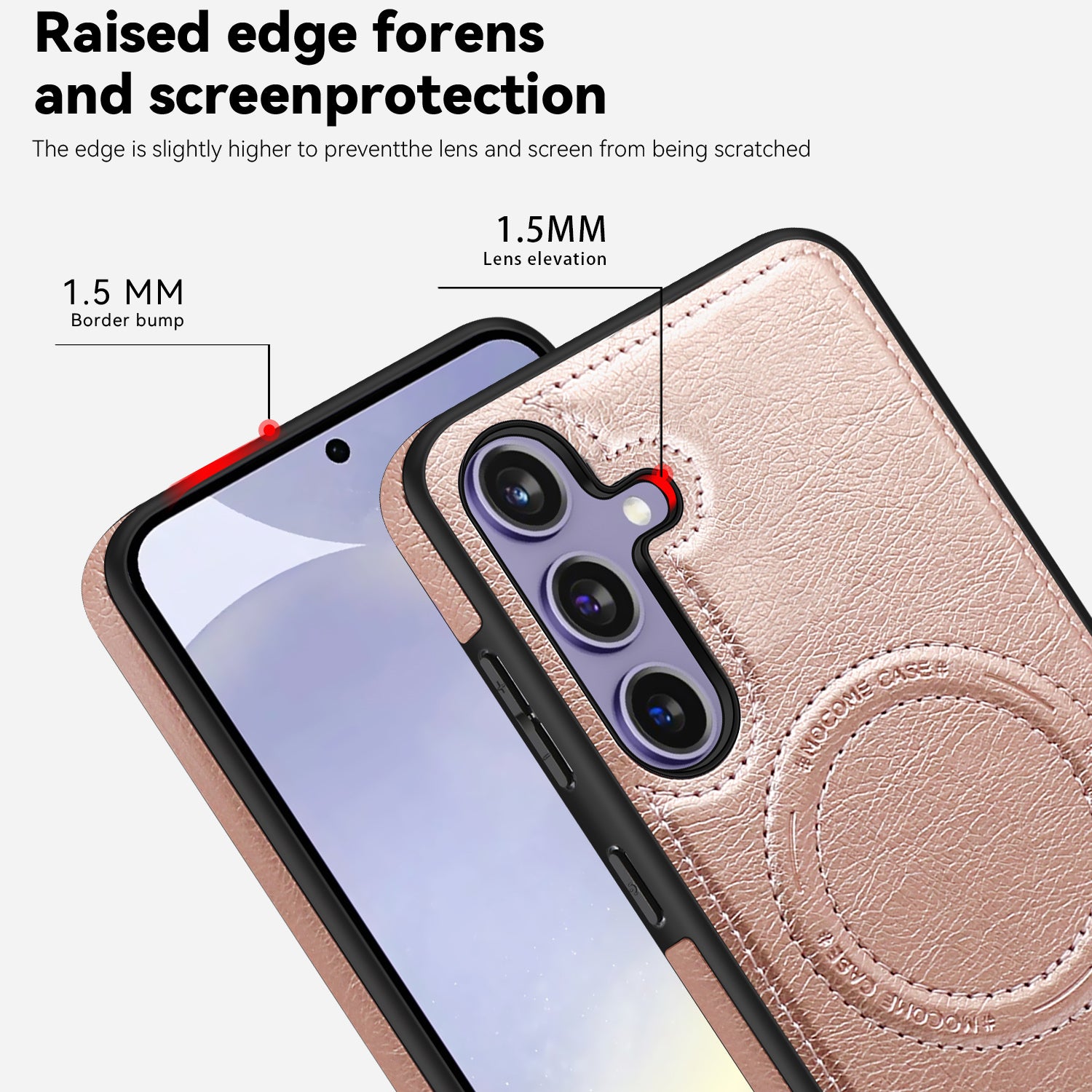 For Samsung Galaxy S24 Magnetic Case Leather Coated TPU+PC Kickstand Phone Cover