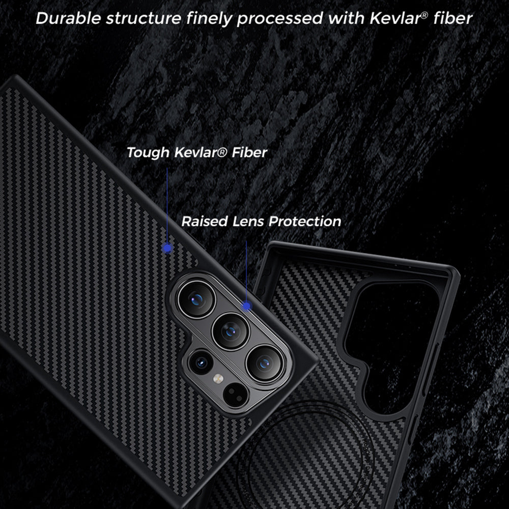BENKS For Samsung Galaxy S24 Ultra Magnetic Case 600D Kevlar Aramid Fiber+TPU Anti-drop Cover