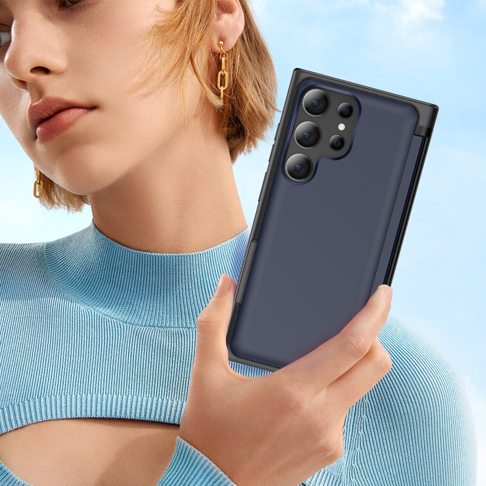 For Samsung Galaxy S24 Ultra Case with Card Slot TPU+PC Phone Cover Flip Kickstand