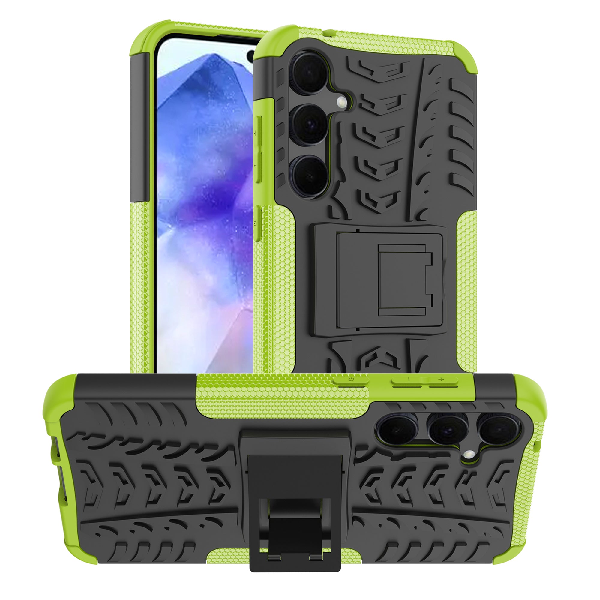 For Samsung Galaxy A55 5G Case PC+TPU Kickstand Phone Cover Cool Tyre Pattern