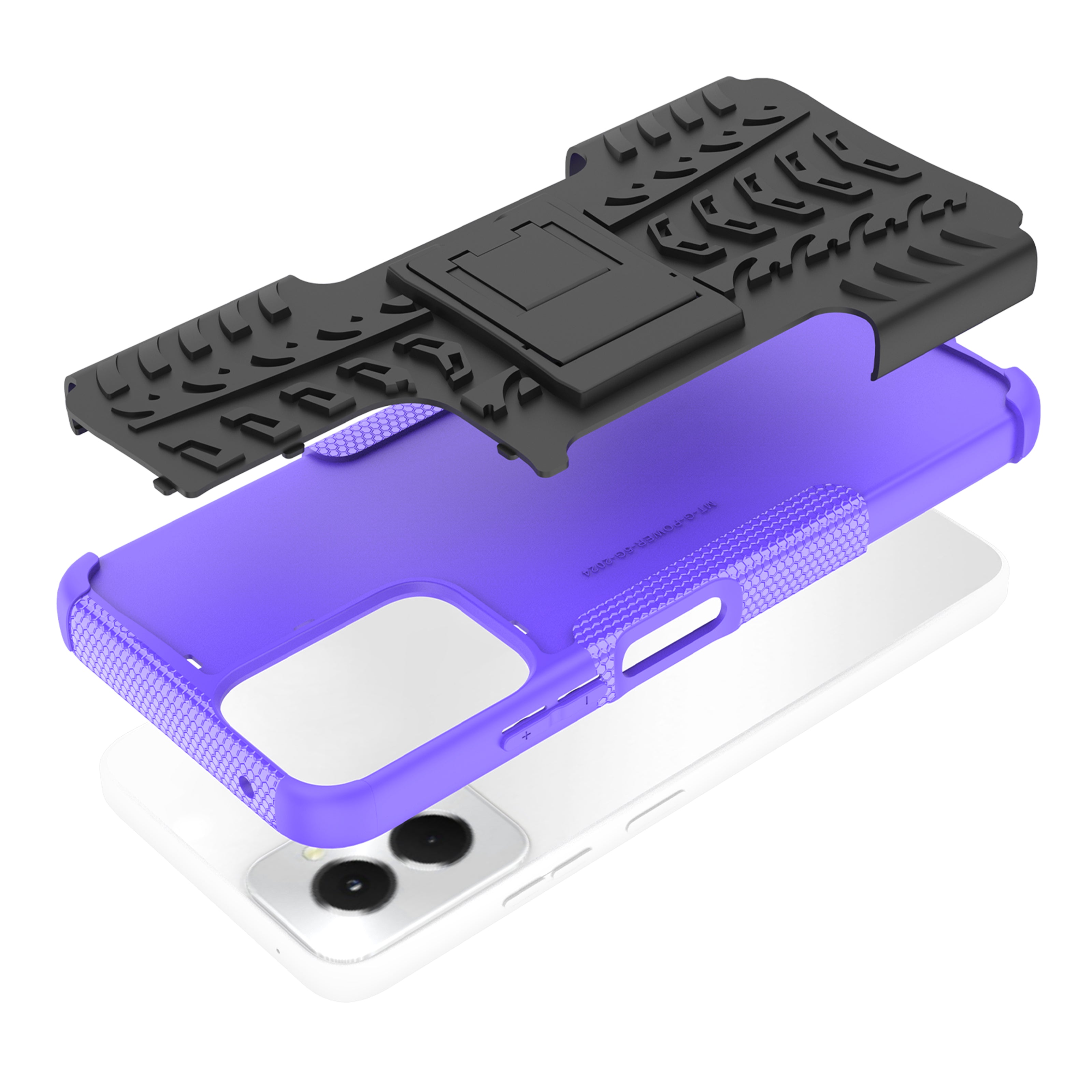 For Motorola Moto G Power (2024) Case Kickstand PC+TPU  Tyre Pattern Non-slip Phone Cover