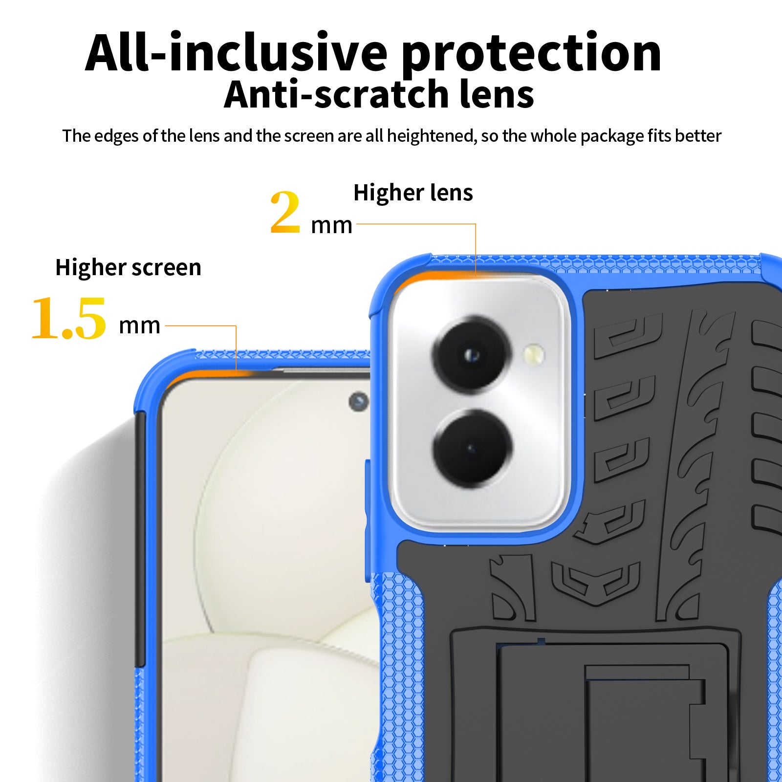 For Motorola Moto G Power (2024) Case Kickstand PC+TPU  Tyre Pattern Non-slip Phone Cover