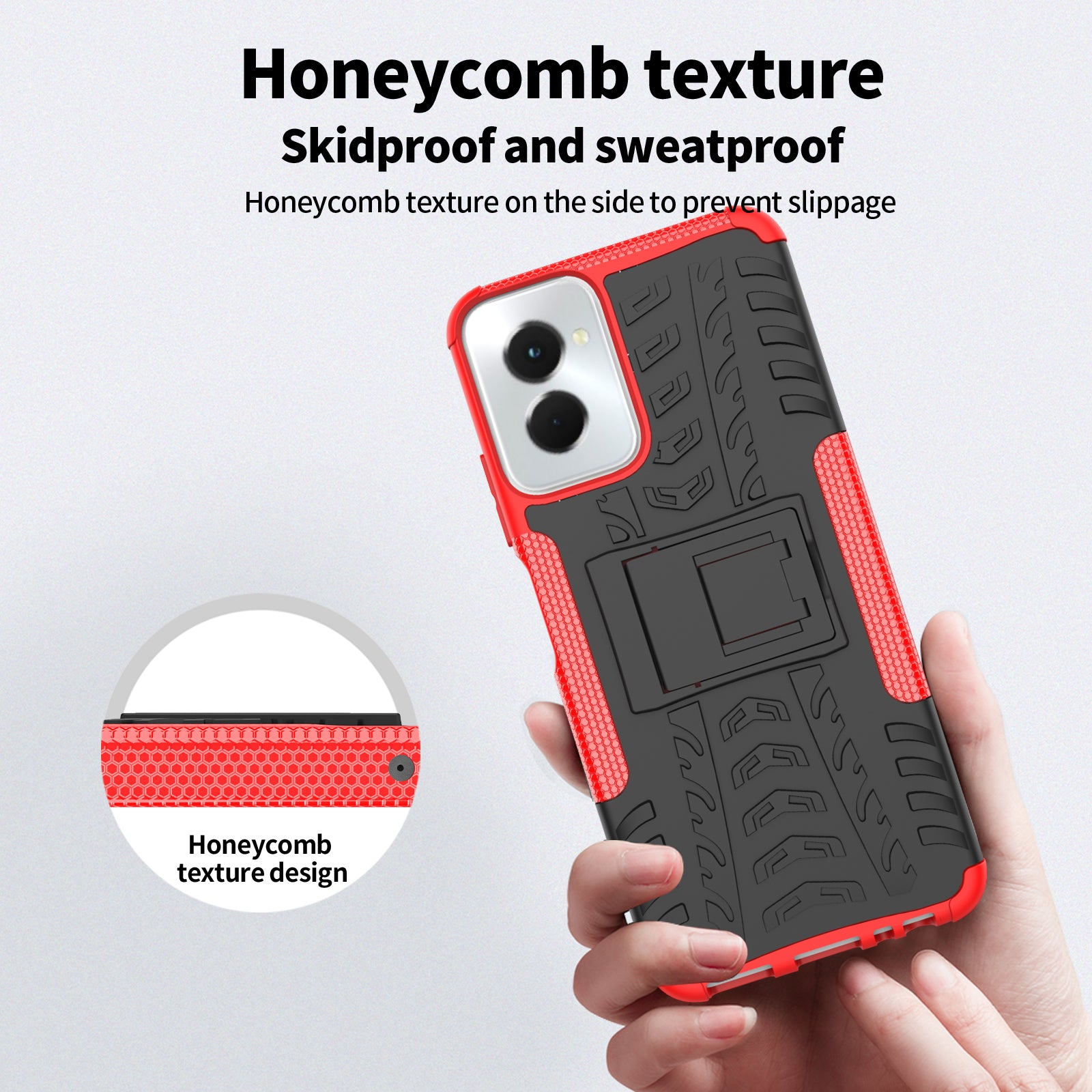 For Motorola Moto G Power (2024) Case Kickstand PC+TPU  Tyre Pattern Non-slip Phone Cover