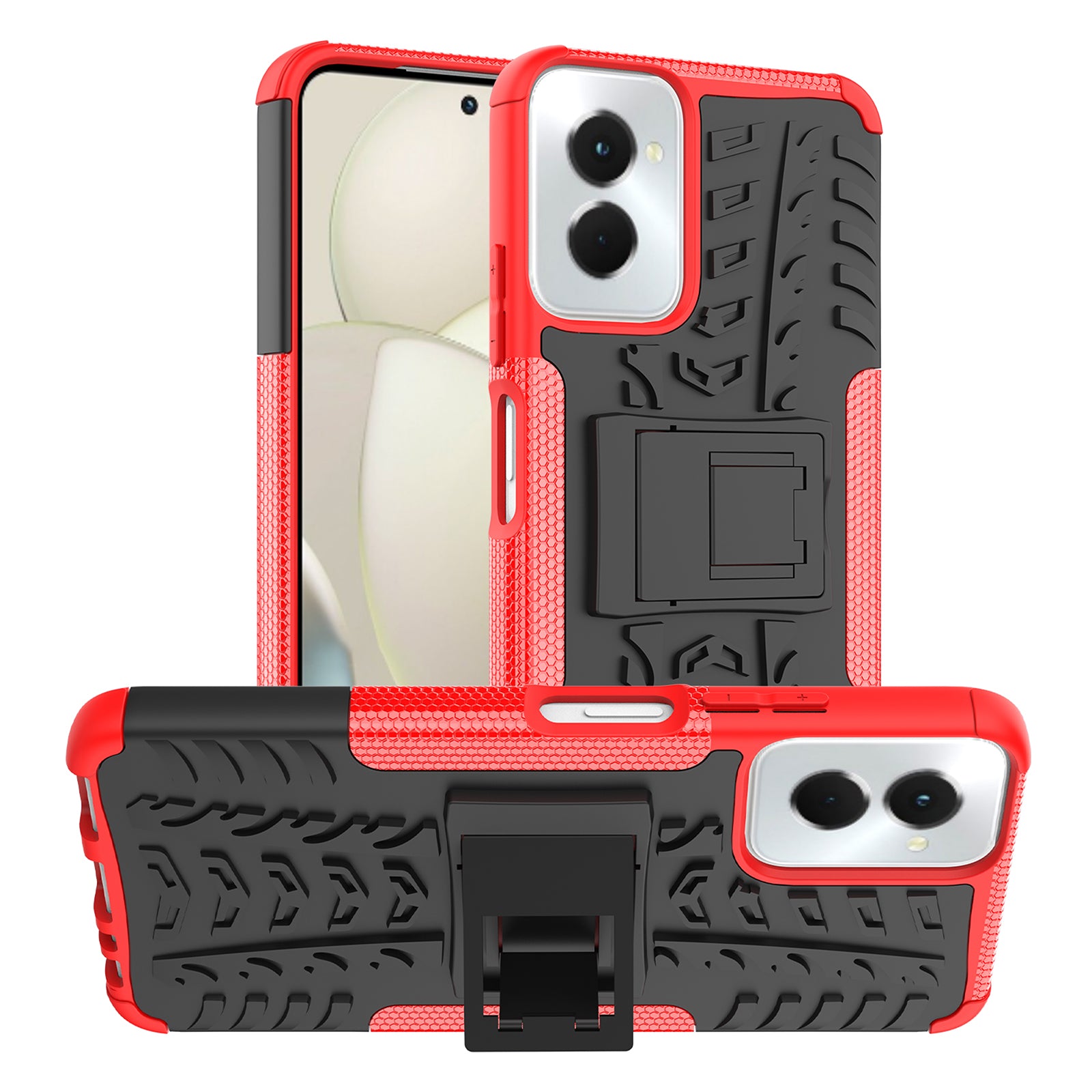 For Motorola Moto G Power (2024) Case Kickstand PC+TPU  Tyre Pattern Non-slip Phone Cover