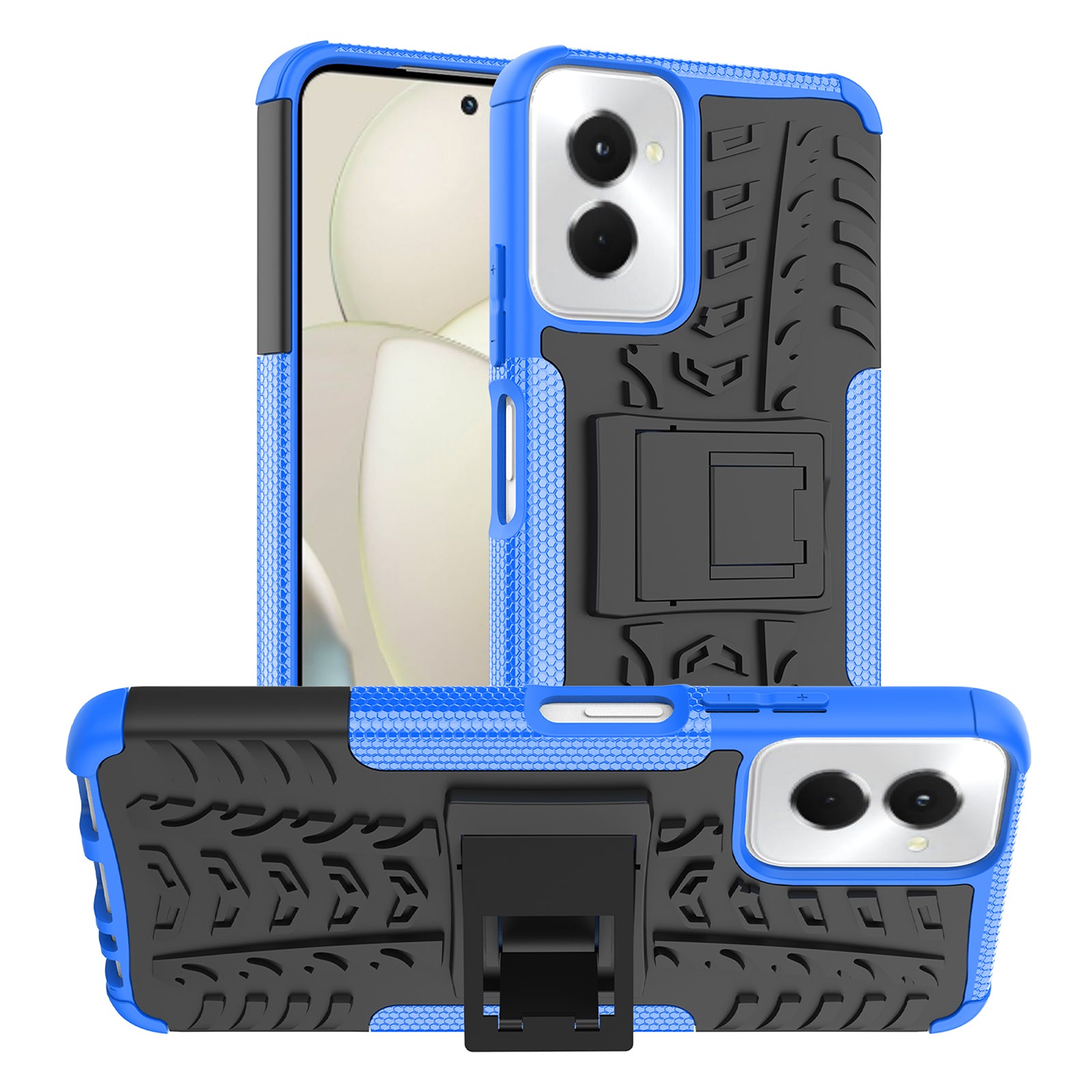 For Motorola Moto G Power (2024) Case Kickstand PC+TPU  Tyre Pattern Non-slip Phone Cover