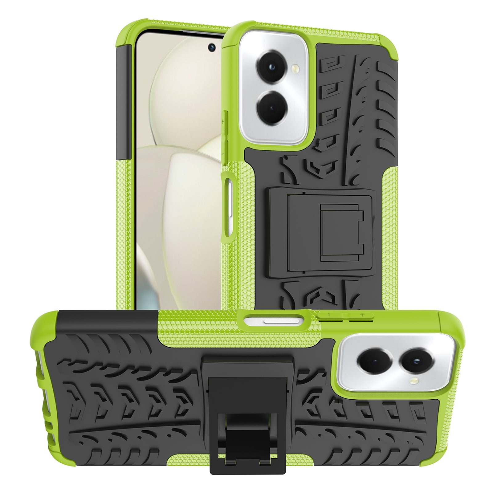 For Motorola Moto G Power (2024) Case Kickstand PC+TPU  Tyre Pattern Non-slip Phone Cover