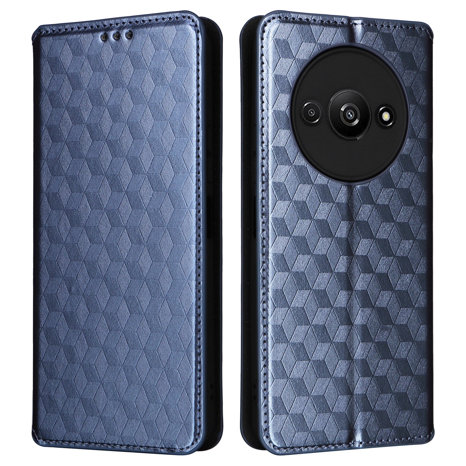 For Xiaomi Redmi A3 / Poco C61 4G Case Wallet PU Leather Phone Cover Rhombus Imprinted