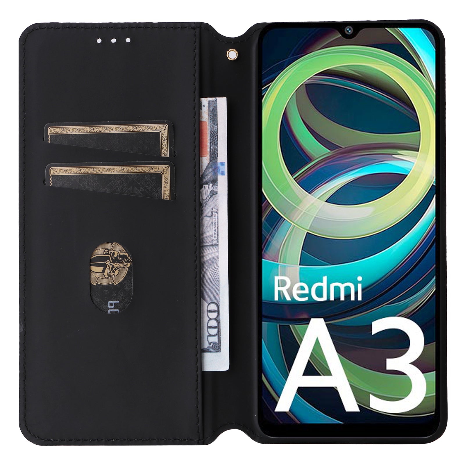 For Xiaomi Redmi A3 / Poco C61 4G Case Wallet PU Leather Phone Cover Rhombus Imprinted