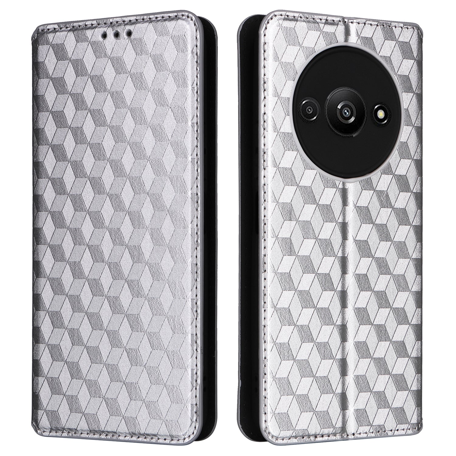 For Xiaomi Redmi A3 / Poco C61 4G Case Wallet PU Leather Phone Cover Rhombus Imprinted
