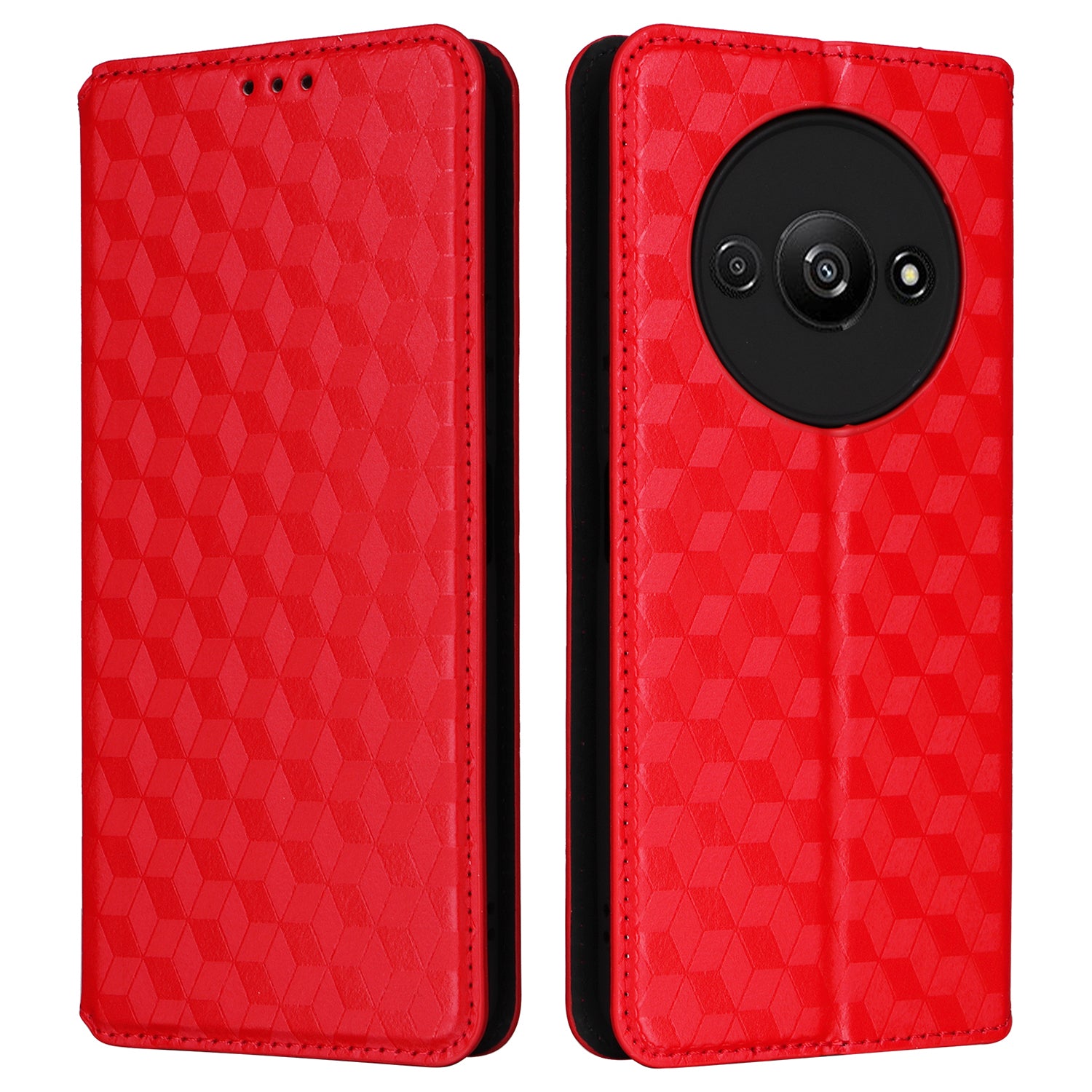 For Xiaomi Redmi A3 / Poco C61 4G Case Wallet PU Leather Phone Cover Rhombus Imprinted