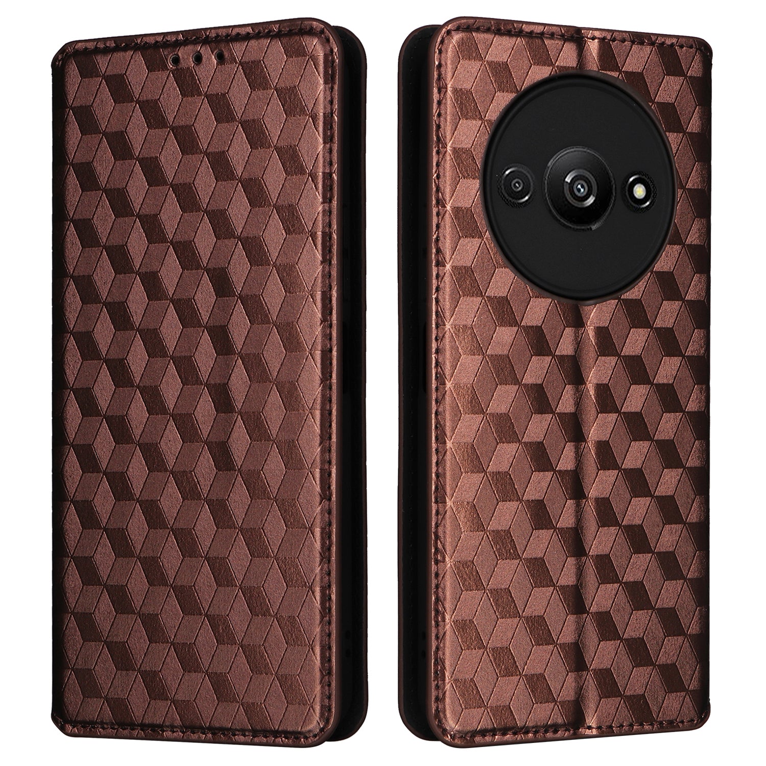 For Xiaomi Redmi A3 / Poco C61 4G Case Wallet PU Leather Phone Cover Rhombus Imprinted