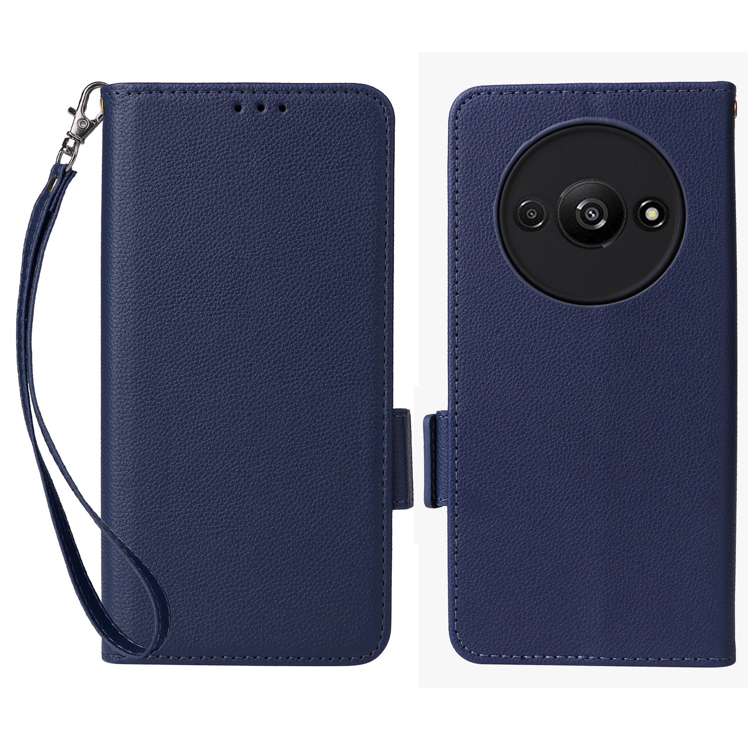For Xiaomi Redmi A3 / Poco C61 4G Case with Hand Strap Litchi Texture Leather Wallet Phone Cover