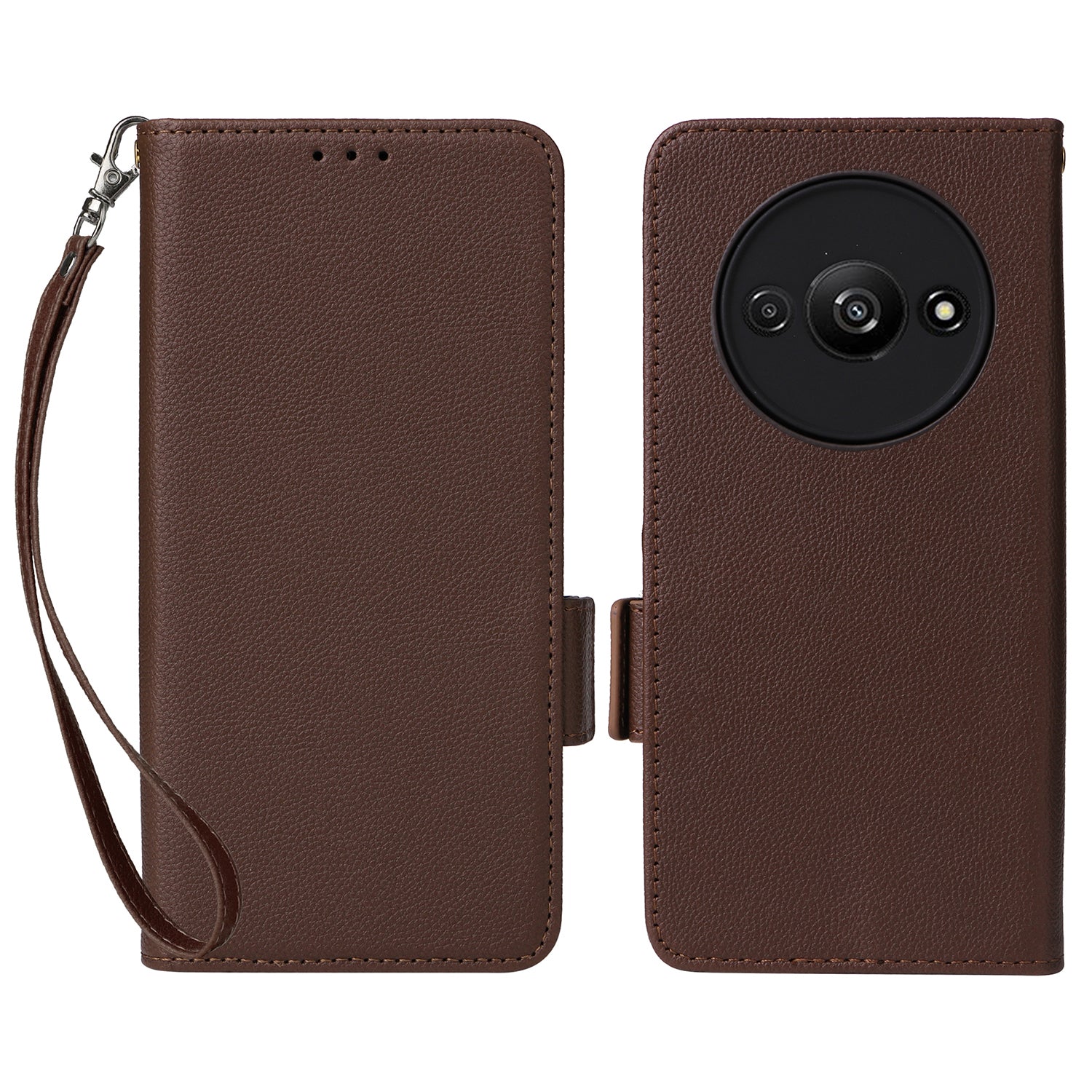For Xiaomi Redmi A3 / Poco C61 4G Case with Hand Strap Litchi Texture Leather Wallet Phone Cover