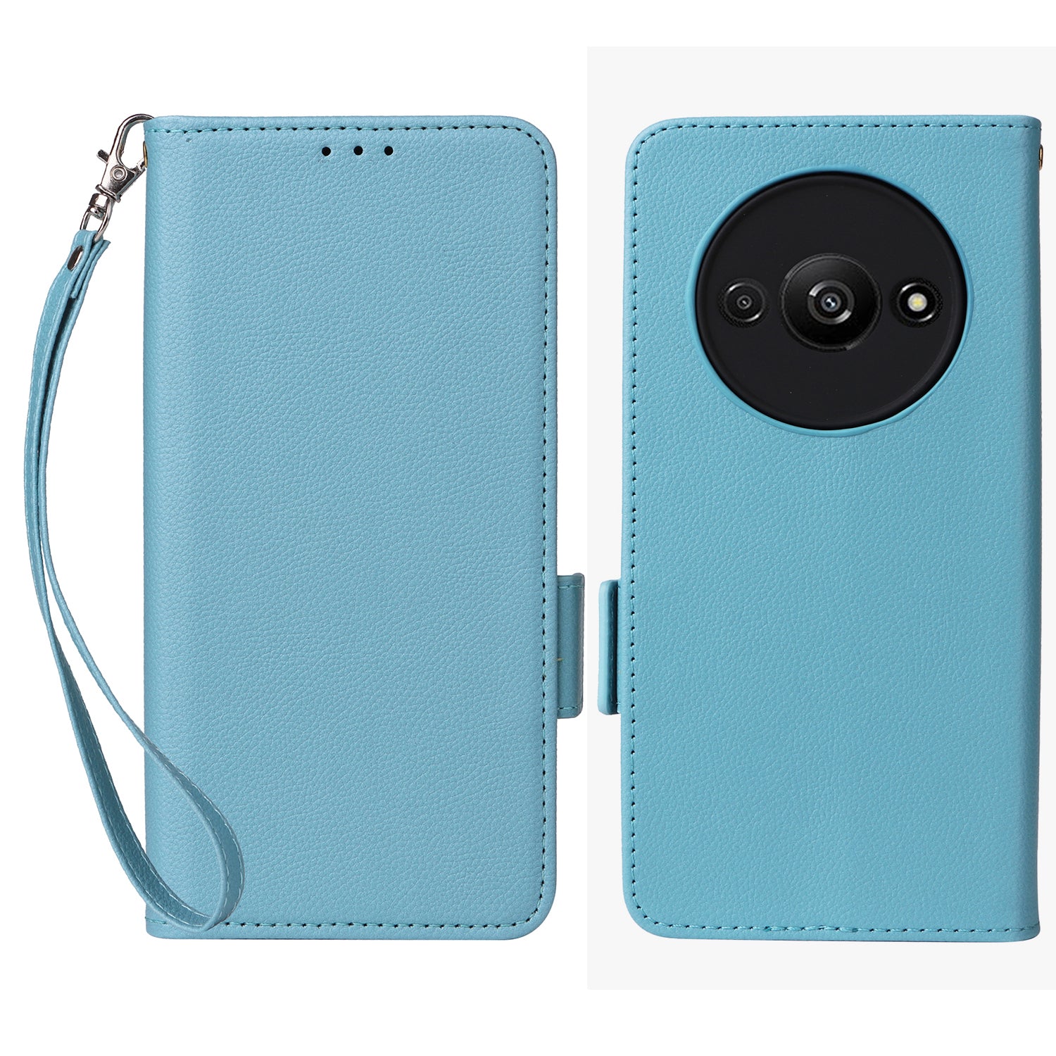 For Xiaomi Redmi A3 / Poco C61 4G Case with Hand Strap Litchi Texture Leather Wallet Phone Cover