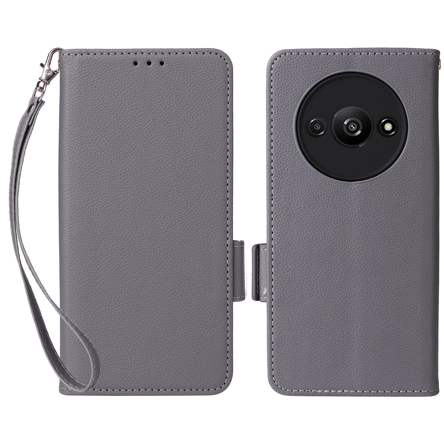 For Xiaomi Redmi A3 / Poco C61 4G Case with Hand Strap Litchi Texture Leather Wallet Phone Cover