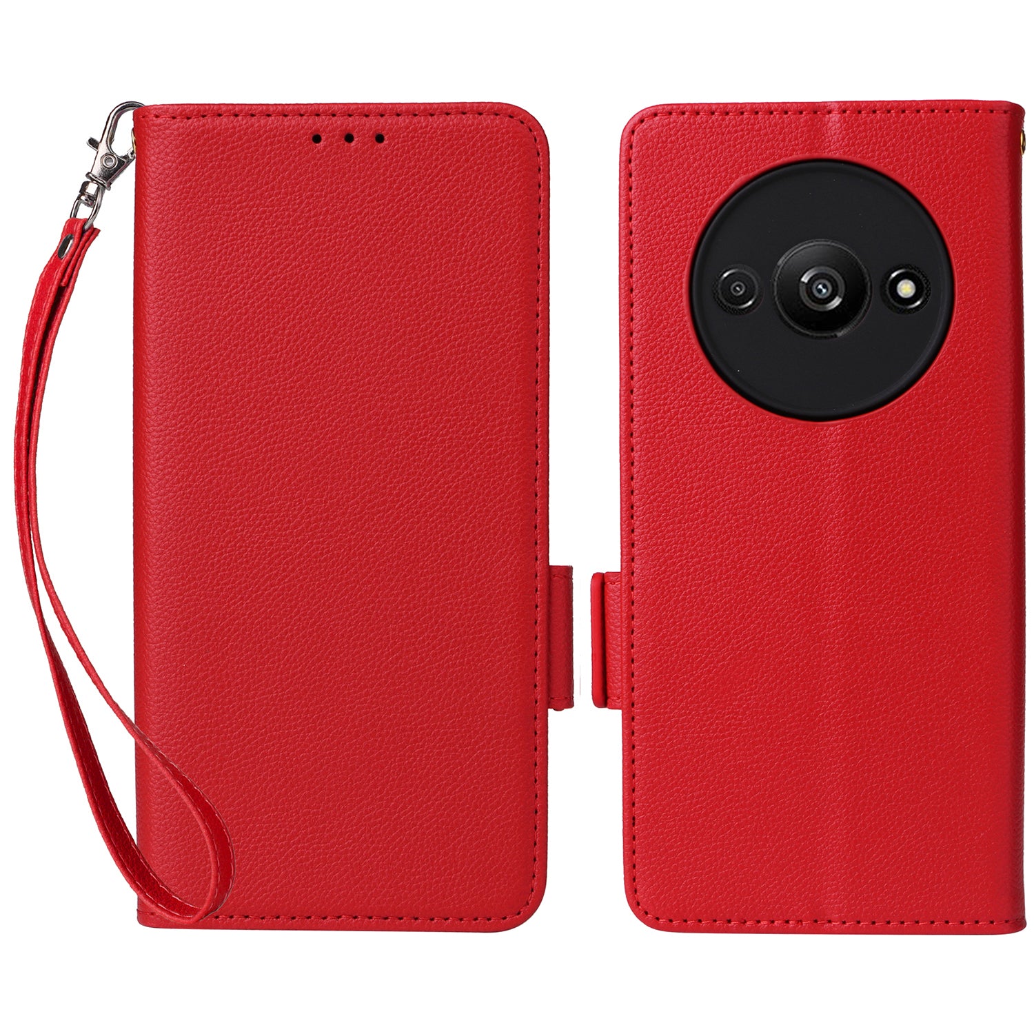 For Xiaomi Redmi A3 / Poco C61 4G Case with Hand Strap Litchi Texture Leather Wallet Phone Cover