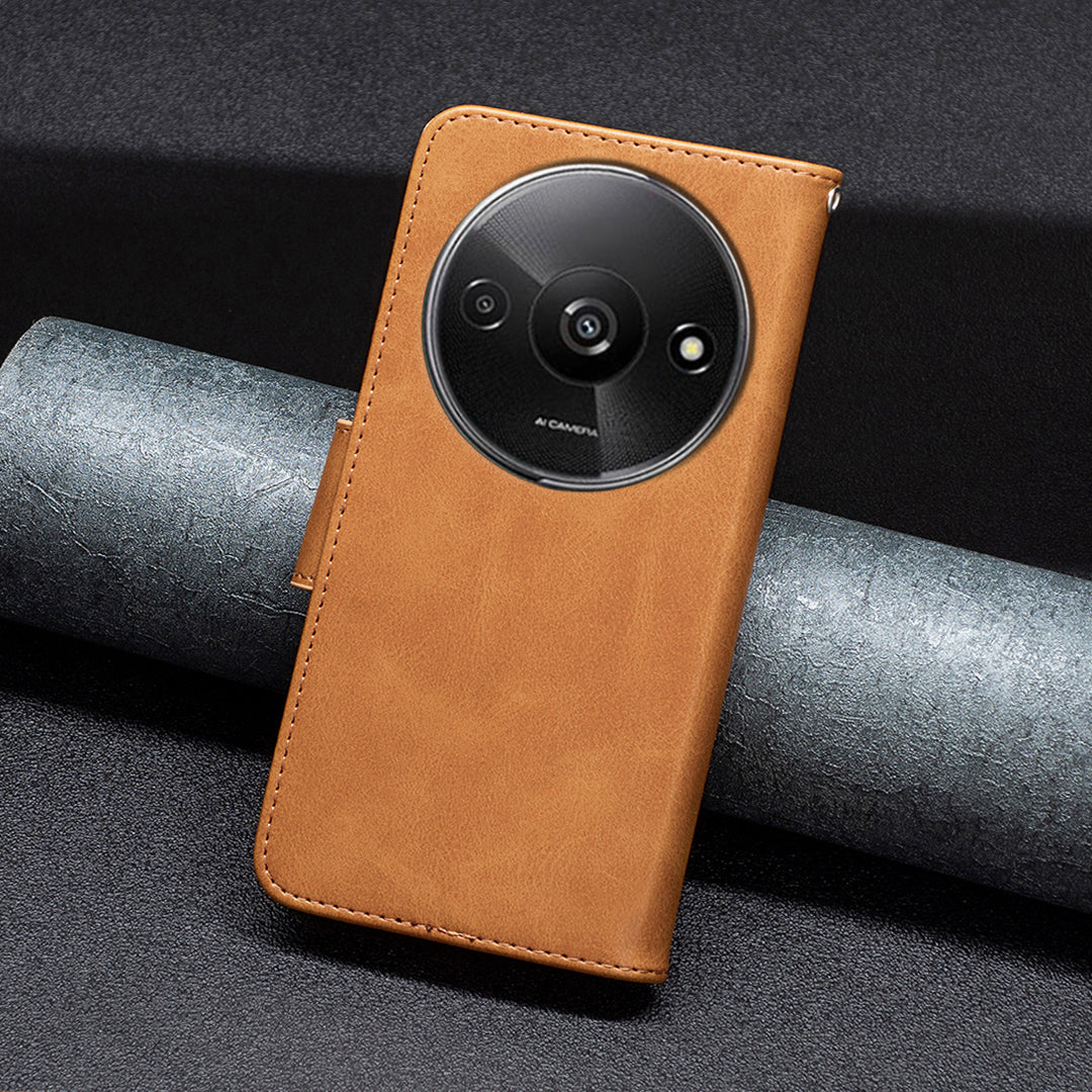 For Xiaomi Redmi A3 / Poco C61 4G Case Leather Cover Adjustable Stand View Folio Flip Phone Cover