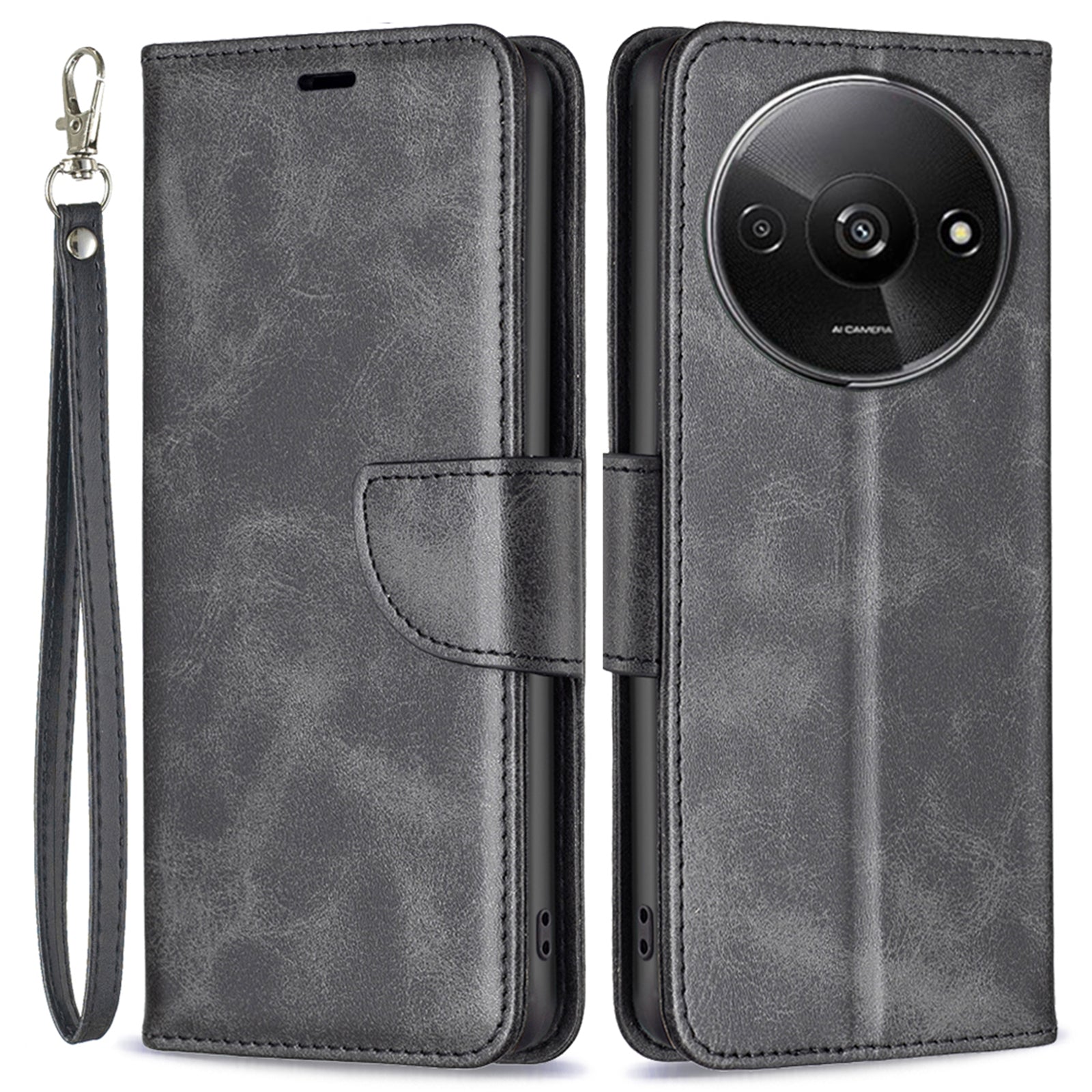 For Xiaomi Redmi A3 / Poco C61 4G Case Leather Cover Adjustable Stand View Folio Flip Phone Cover