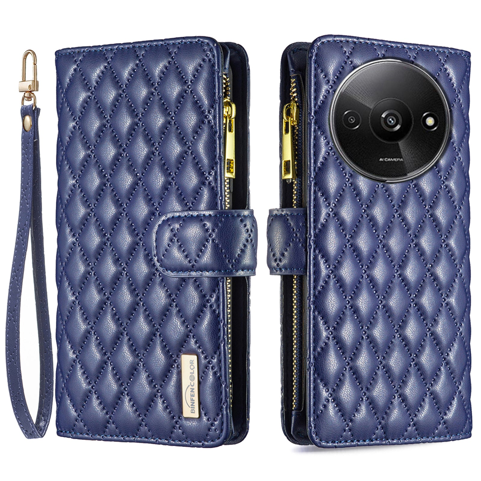 BINFEN COLOR BF Style-15 For Xiaomi Redmi A3 / Poco C61 4G Case Zipper Flip Shockproof Leather Phone Cover