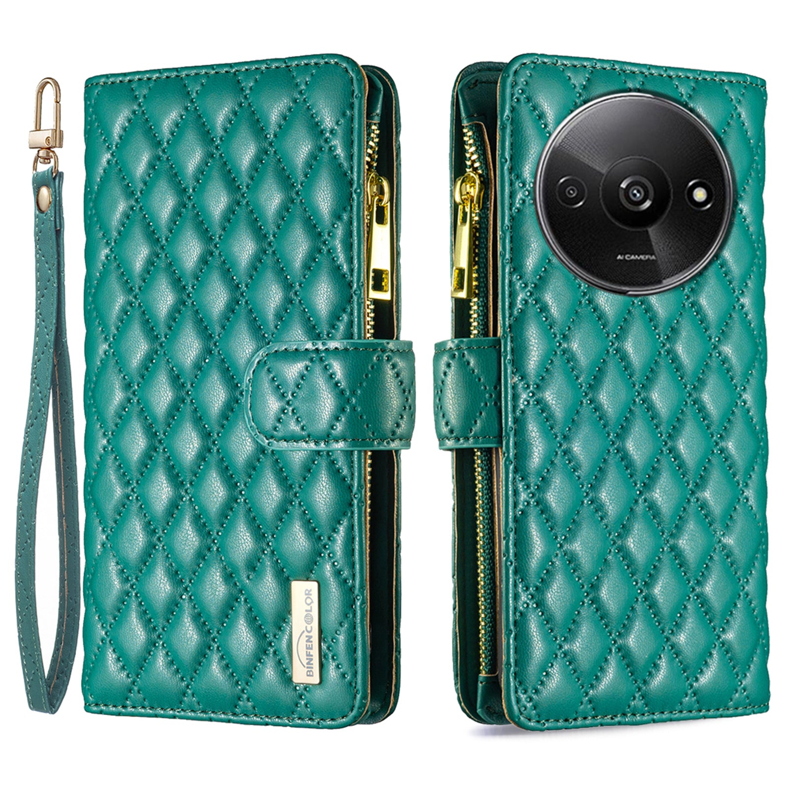 BINFEN COLOR BF Style-15 For Xiaomi Redmi A3 / Poco C61 4G Case Zipper Flip Shockproof Leather Phone Cover