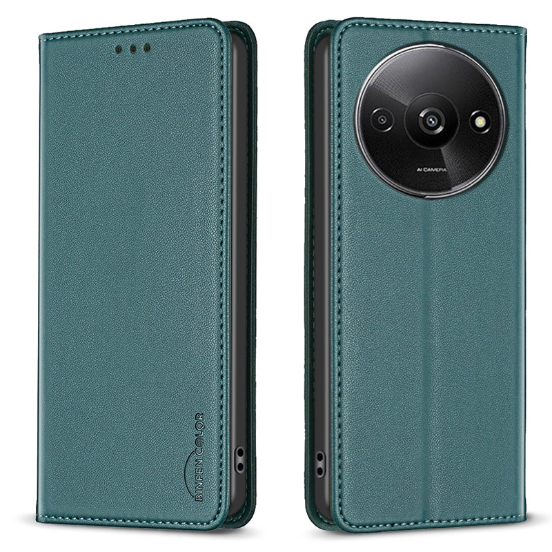 BINFEN COLOR BF18 For Xiaomi Redmi A3 / Poco C61 4G Case PU Leather Magnetic Closure Flip Phone Cover