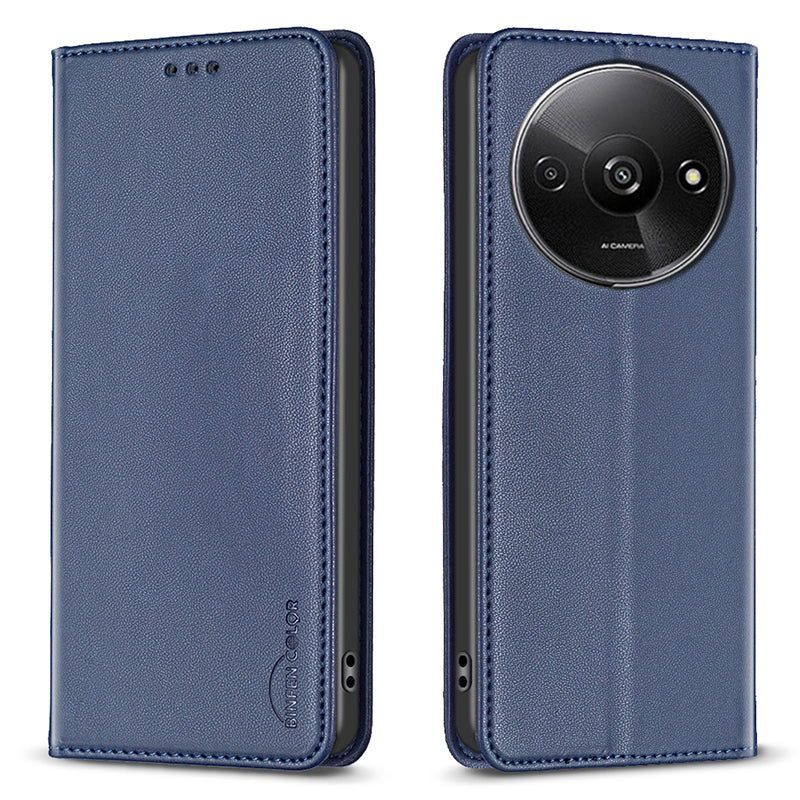 BINFEN COLOR BF18 For Xiaomi Redmi A3 / Poco C61 4G Case PU Leather Magnetic Closure Flip Phone Cover