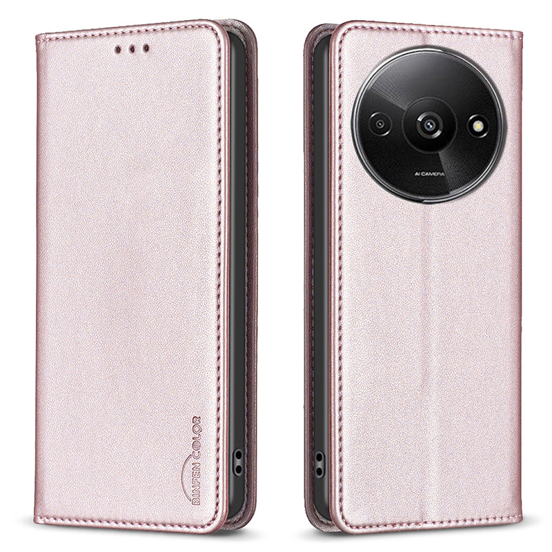 BINFEN COLOR BF18 For Xiaomi Redmi A3 / Poco C61 4G Case PU Leather Magnetic Closure Flip Phone Cover