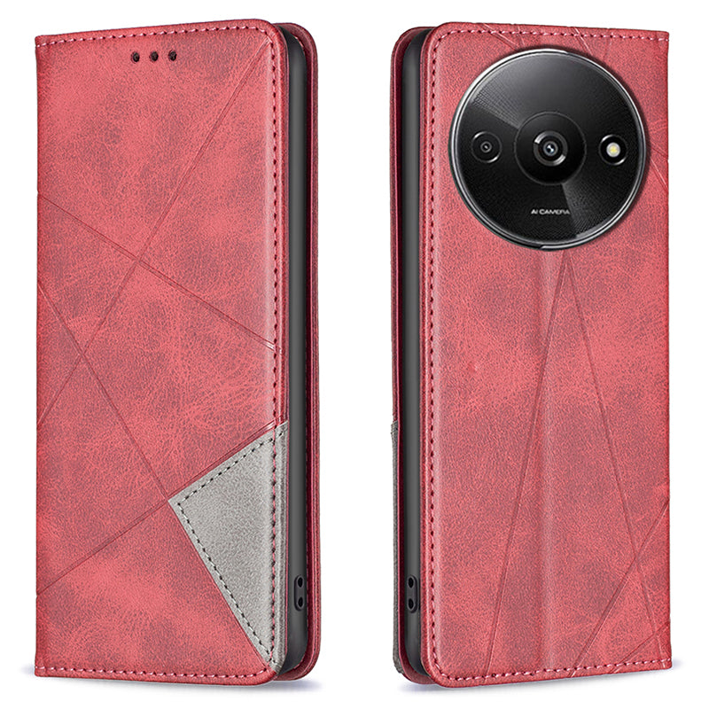 For Xiaomi Redmi A3 / Poco C61 4G Case with Card Slots PU Leather Rhombus Phone Cover