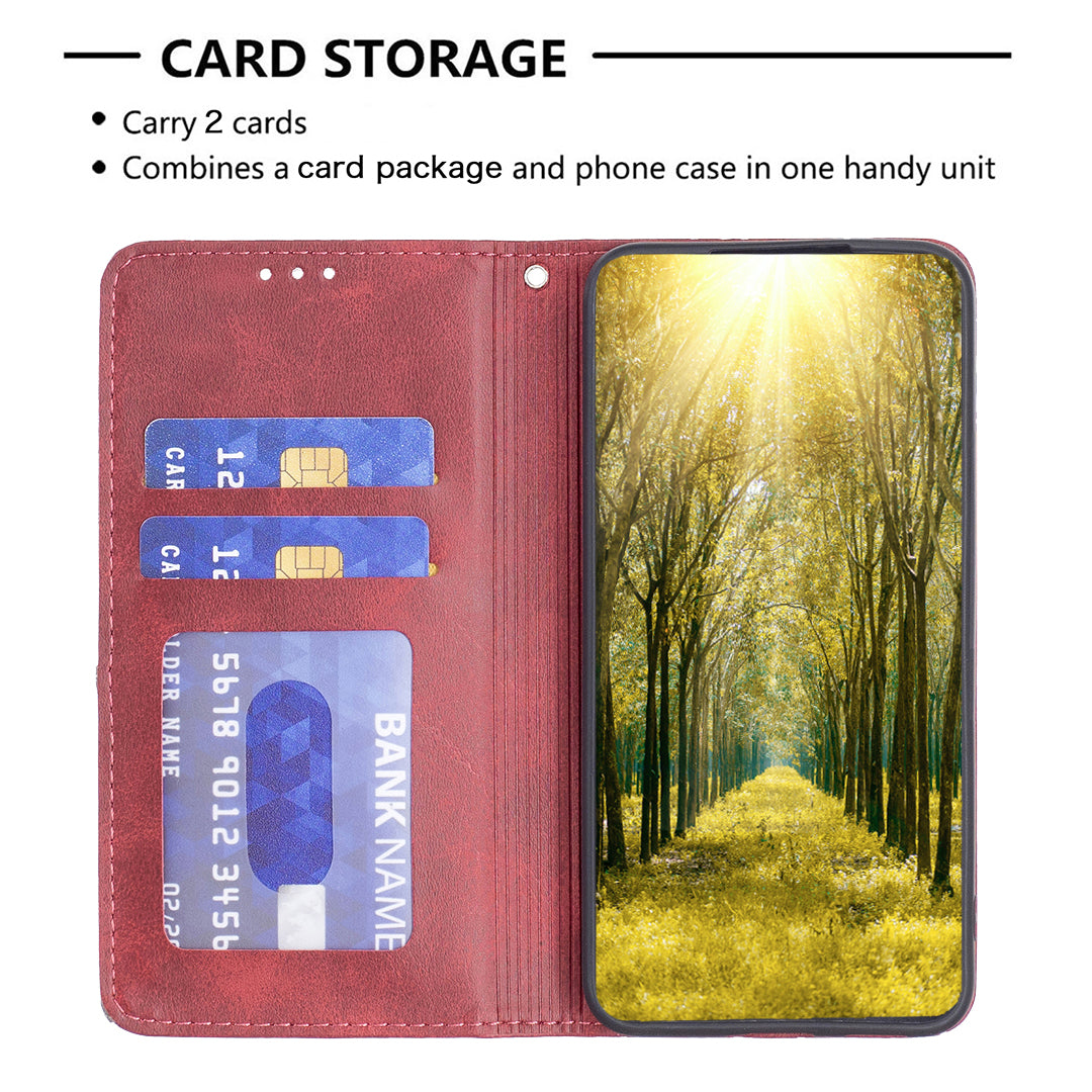 For Xiaomi Redmi A3 / Poco C61 4G Case with Card Slots PU Leather Rhombus Phone Cover