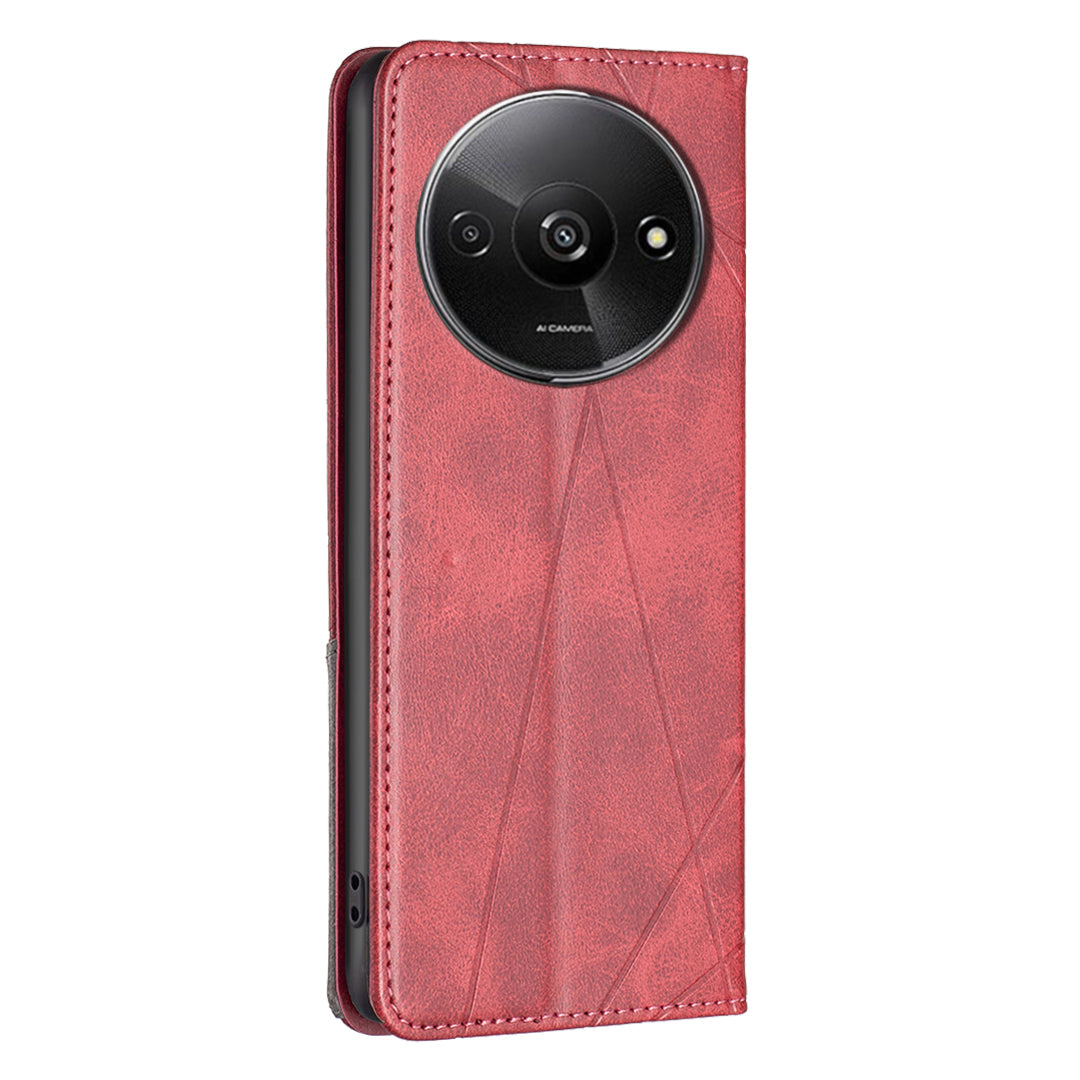 For Xiaomi Redmi A3 / Poco C61 4G Case with Card Slots PU Leather Rhombus Phone Cover