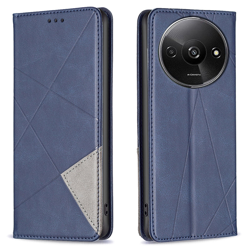 For Xiaomi Redmi A3 / Poco C61 4G Case with Card Slots PU Leather Rhombus Phone Cover