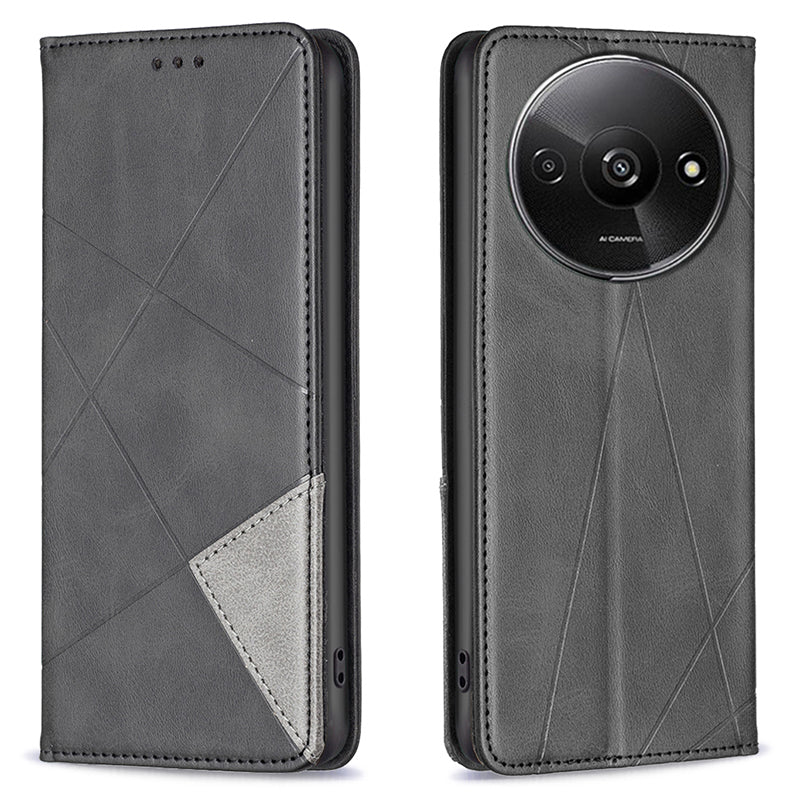 For Xiaomi Redmi A3 / Poco C61 4G Case with Card Slots PU Leather Rhombus Phone Cover