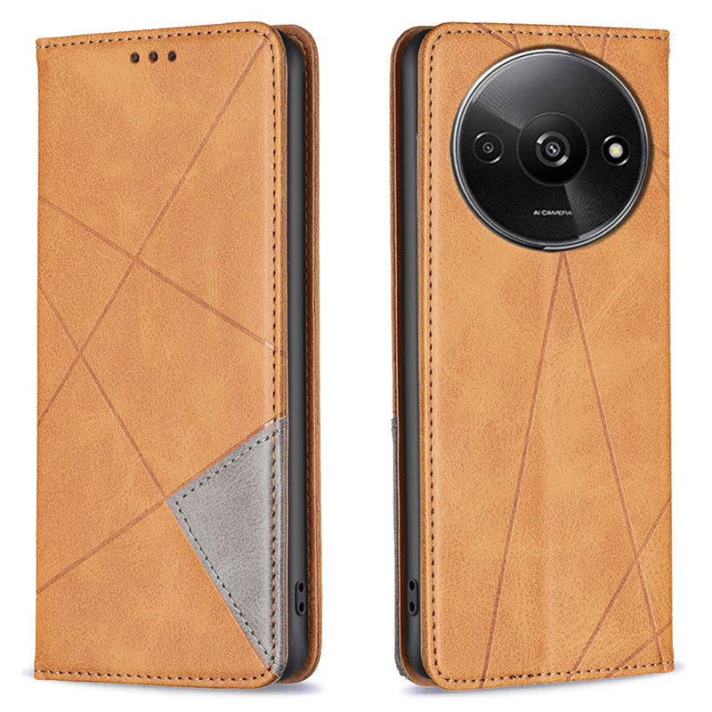 For Xiaomi Redmi A3 / Poco C61 4G Case with Card Slots PU Leather Rhombus Phone Cover