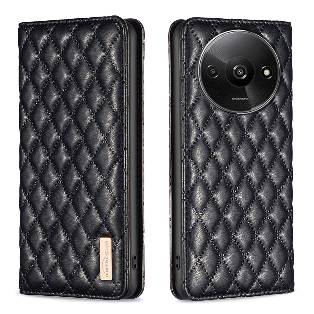 BINFEN COLOR BF Style-16 For Xiaomi Redmi A3 / Poco C61 4G Case PU Leather Magnetic Closure Flip Phone Cover