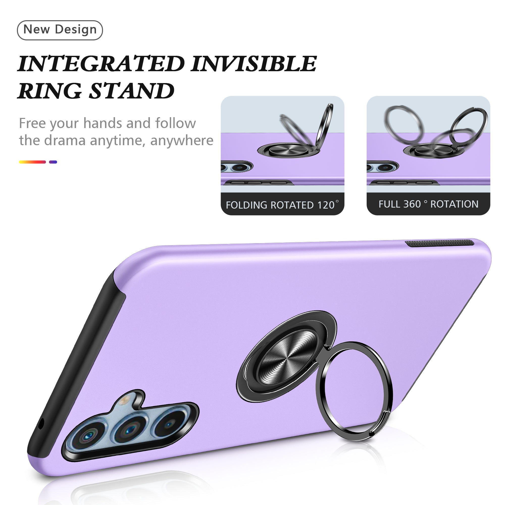 For Samsung Galaxy A15 4G / A15 5G Slim Case PC+TPU Kickstand Phone Cover