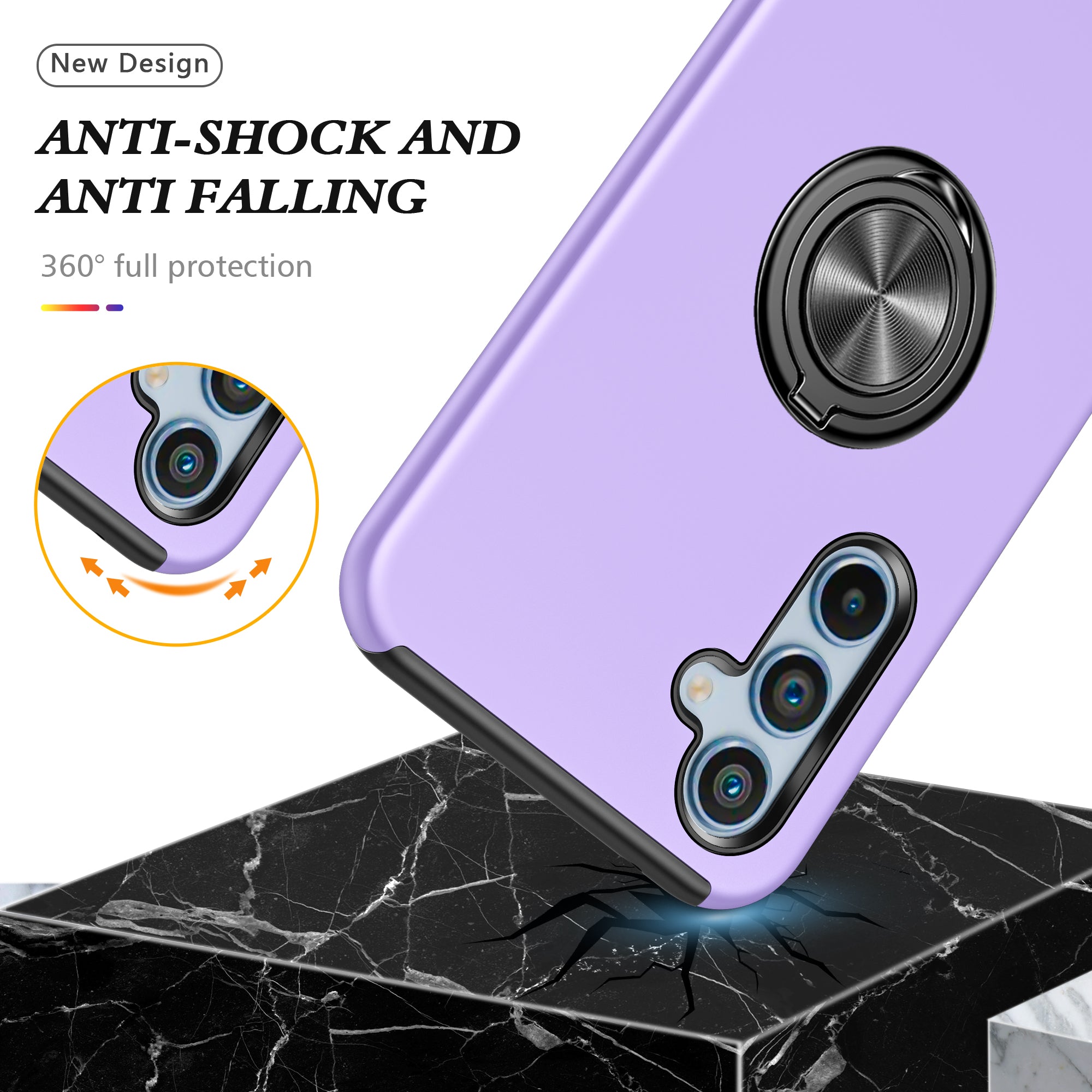 For Samsung Galaxy A15 4G / A15 5G Slim Case PC+TPU Kickstand Phone Cover