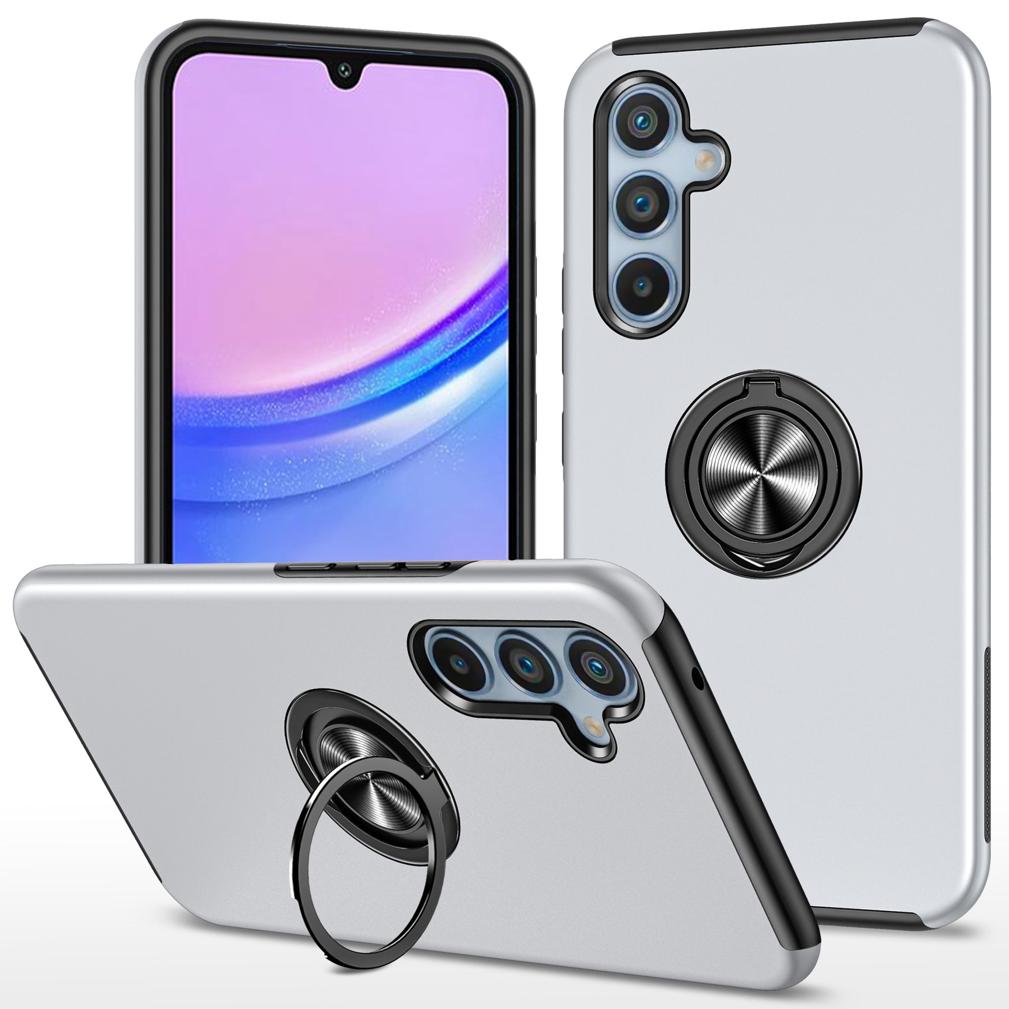 For Samsung Galaxy A15 4G / A15 5G Slim Case PC+TPU Kickstand Phone Cover