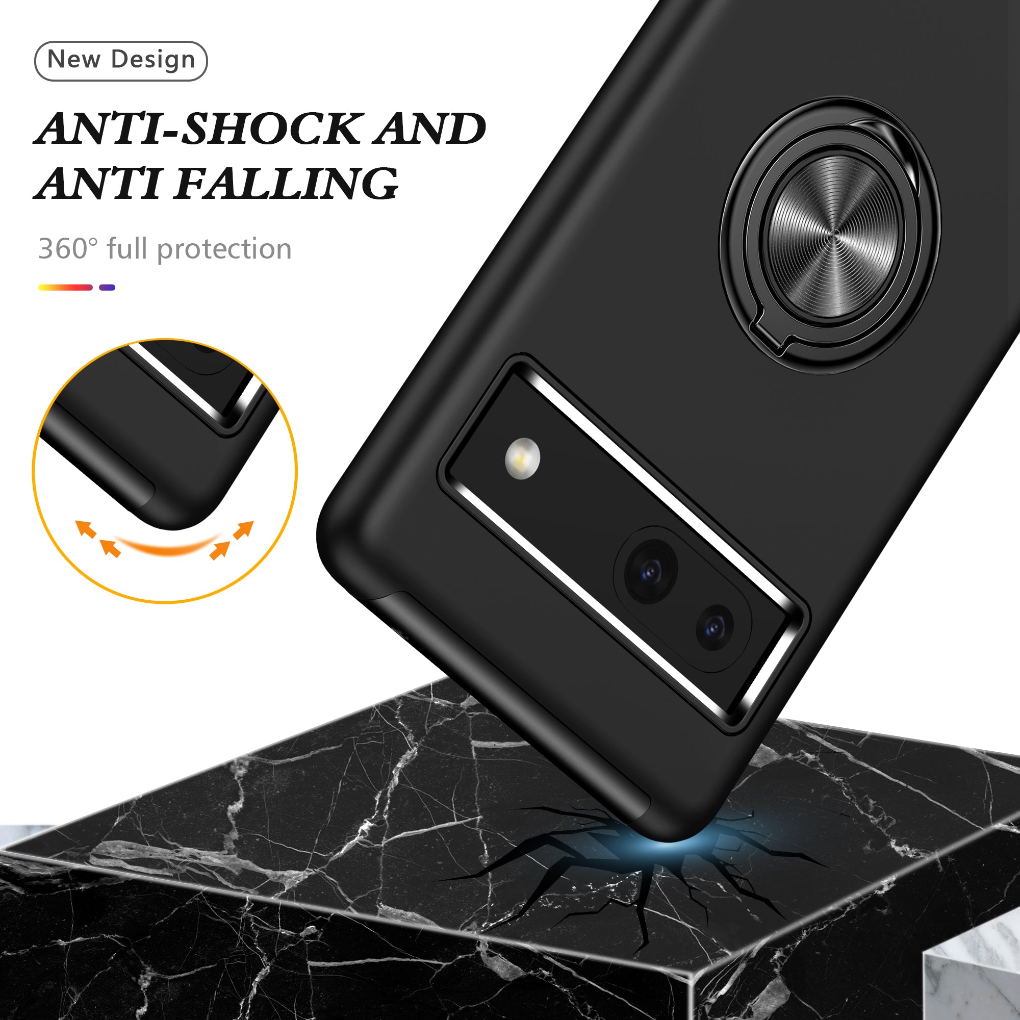 For Google Pixel 8a Shockproof Case PC+TPU Phone Cover with Kickstand