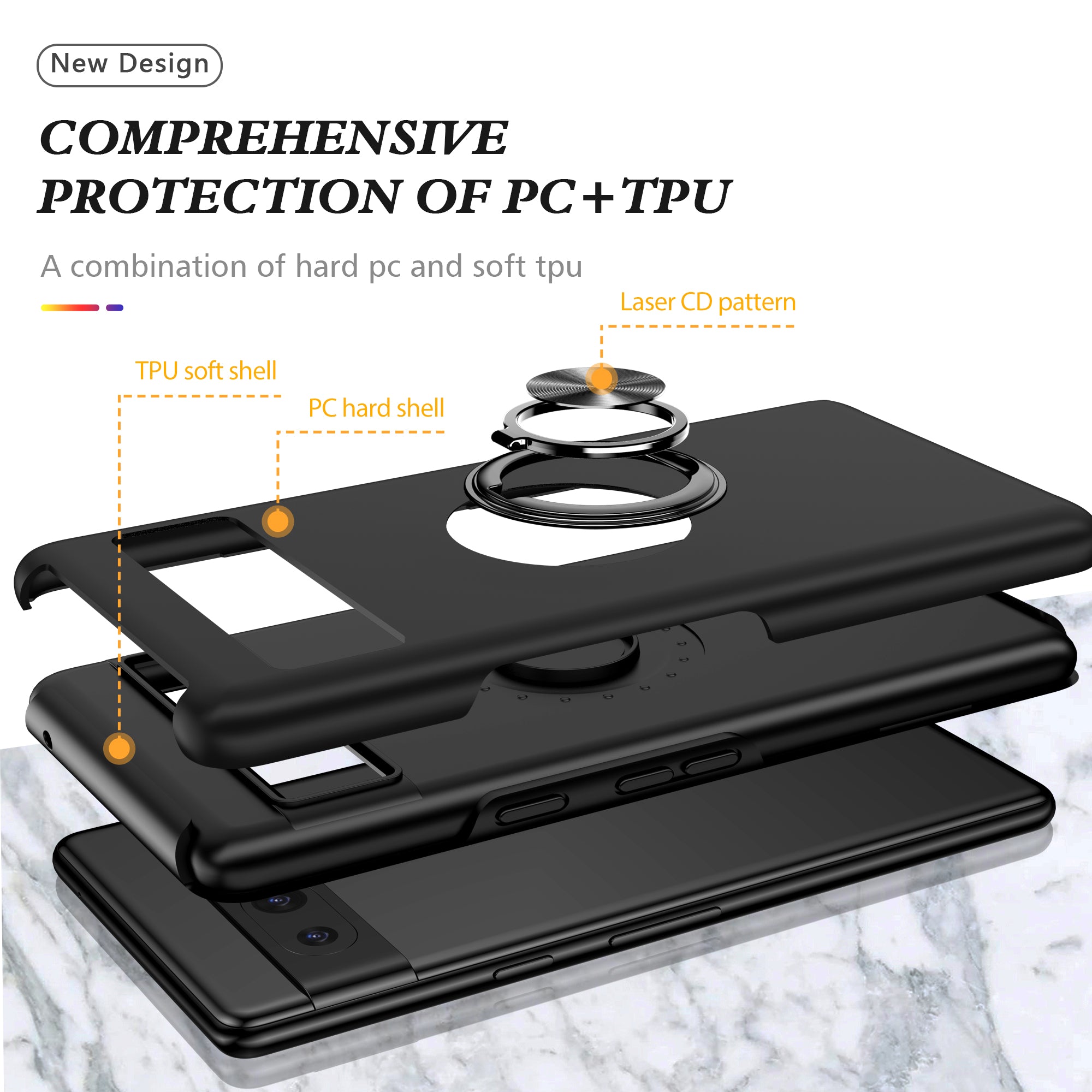 For Google Pixel 8a Shockproof Case PC+TPU Phone Cover with Kickstand