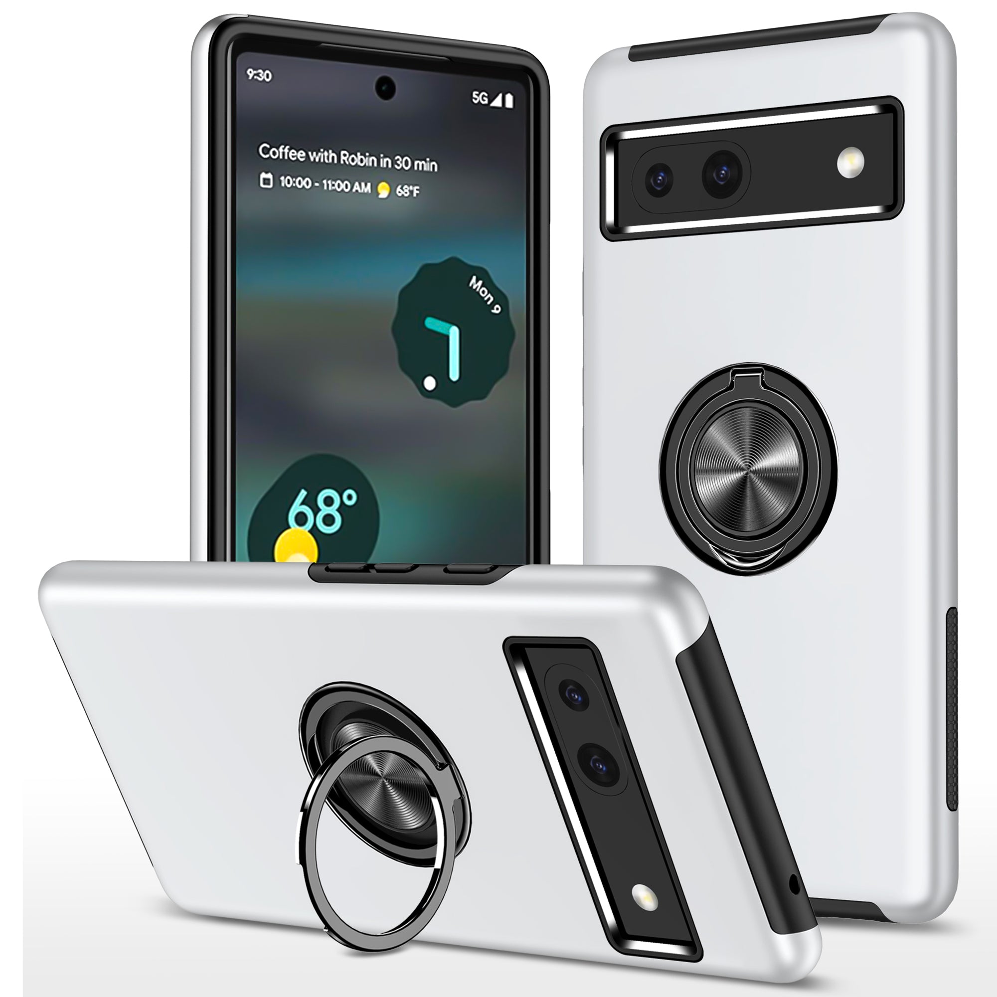 For Google Pixel 8a Shockproof Case PC+TPU Phone Cover with Kickstand