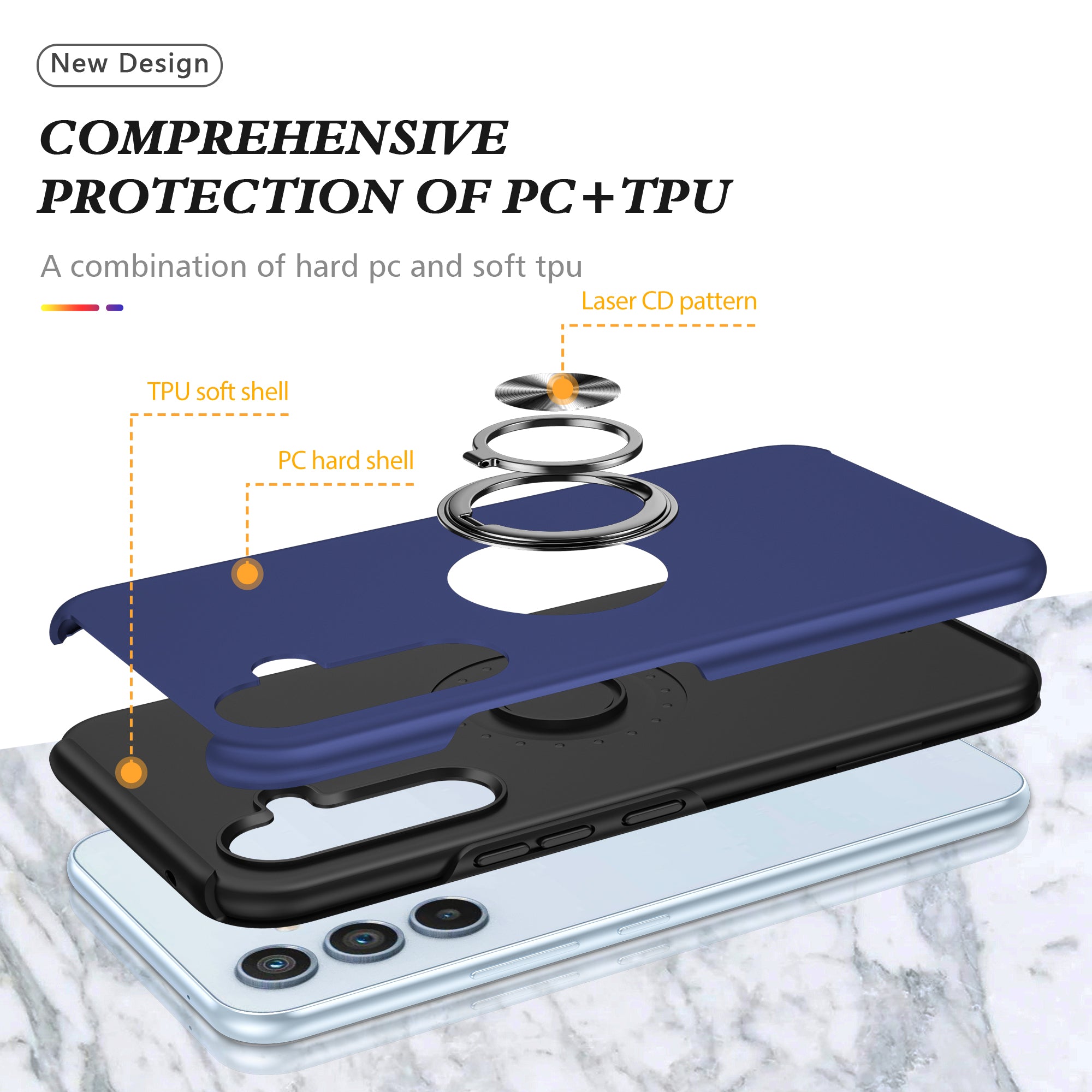 For Samsung Galaxy A25 5G (Global) (161.0 x 76.5 x 8.3mm) Case PC+TPU Kickstand Phone Case