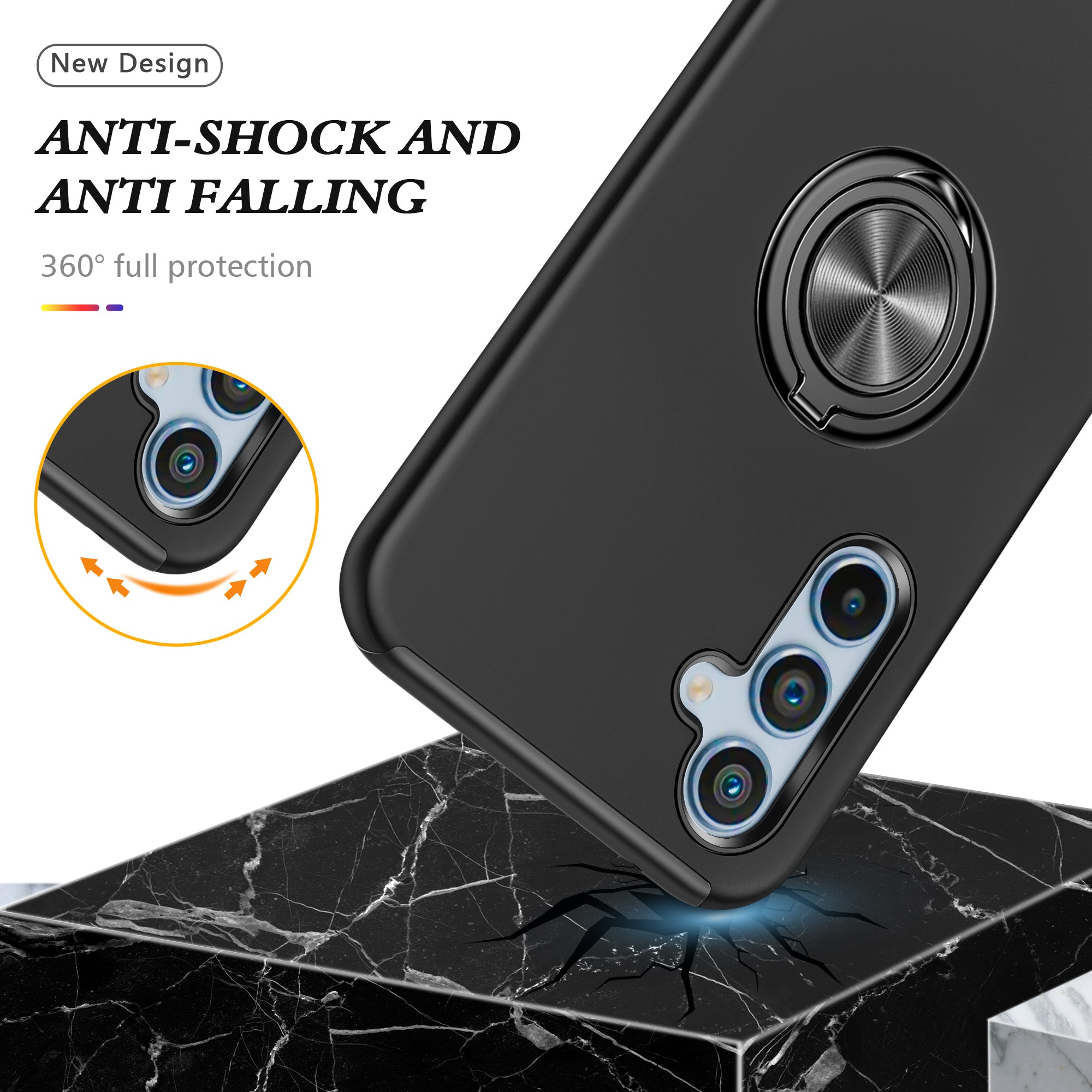 For Samsung Galaxy A24 4G (162.1 x 77.6 x 8.3mm) Slim Case PC+TPU Phone Cover with Kickstand