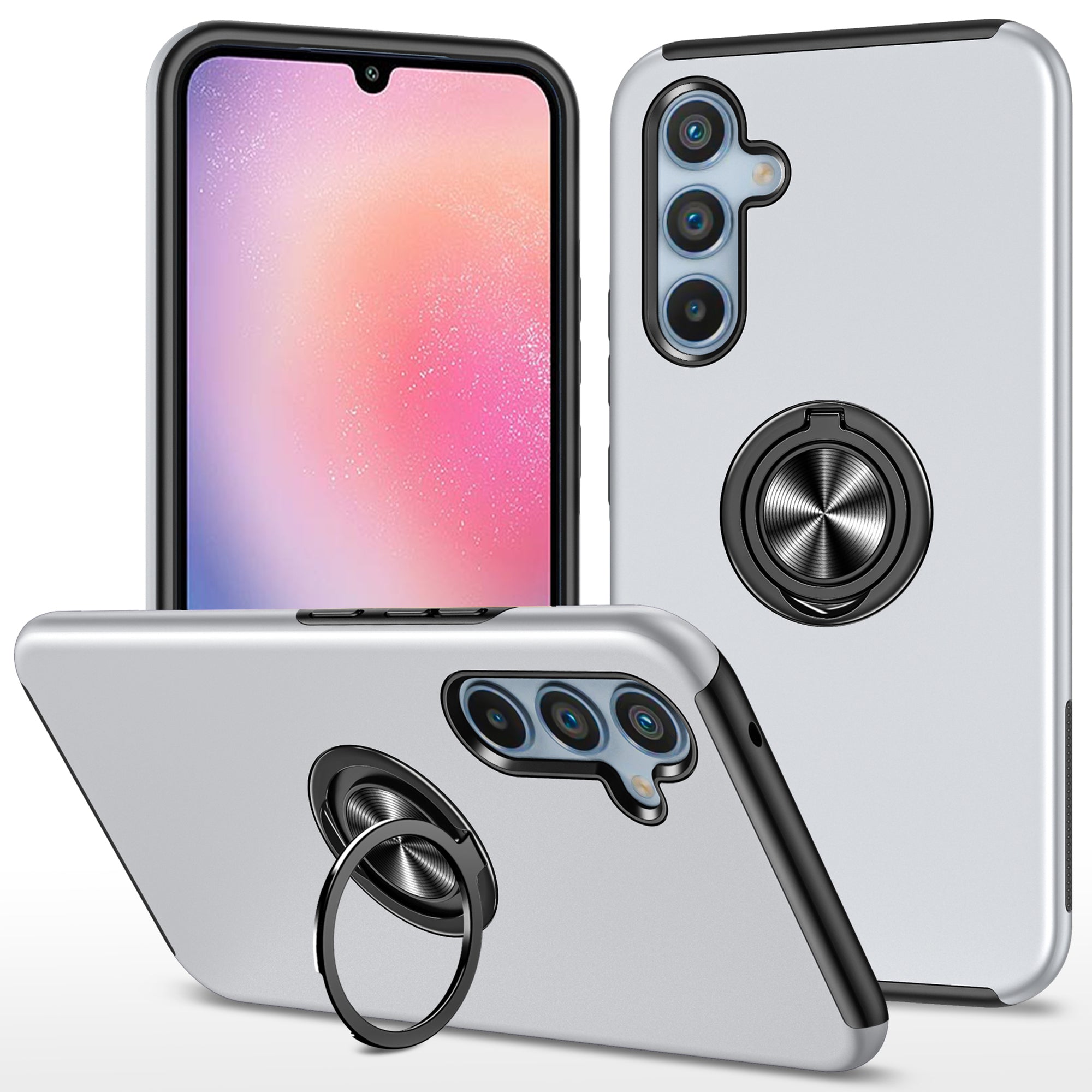 For Samsung Galaxy A24 4G (162.1 x 77.6 x 8.3mm) Slim Case PC+TPU Phone Cover with Kickstand