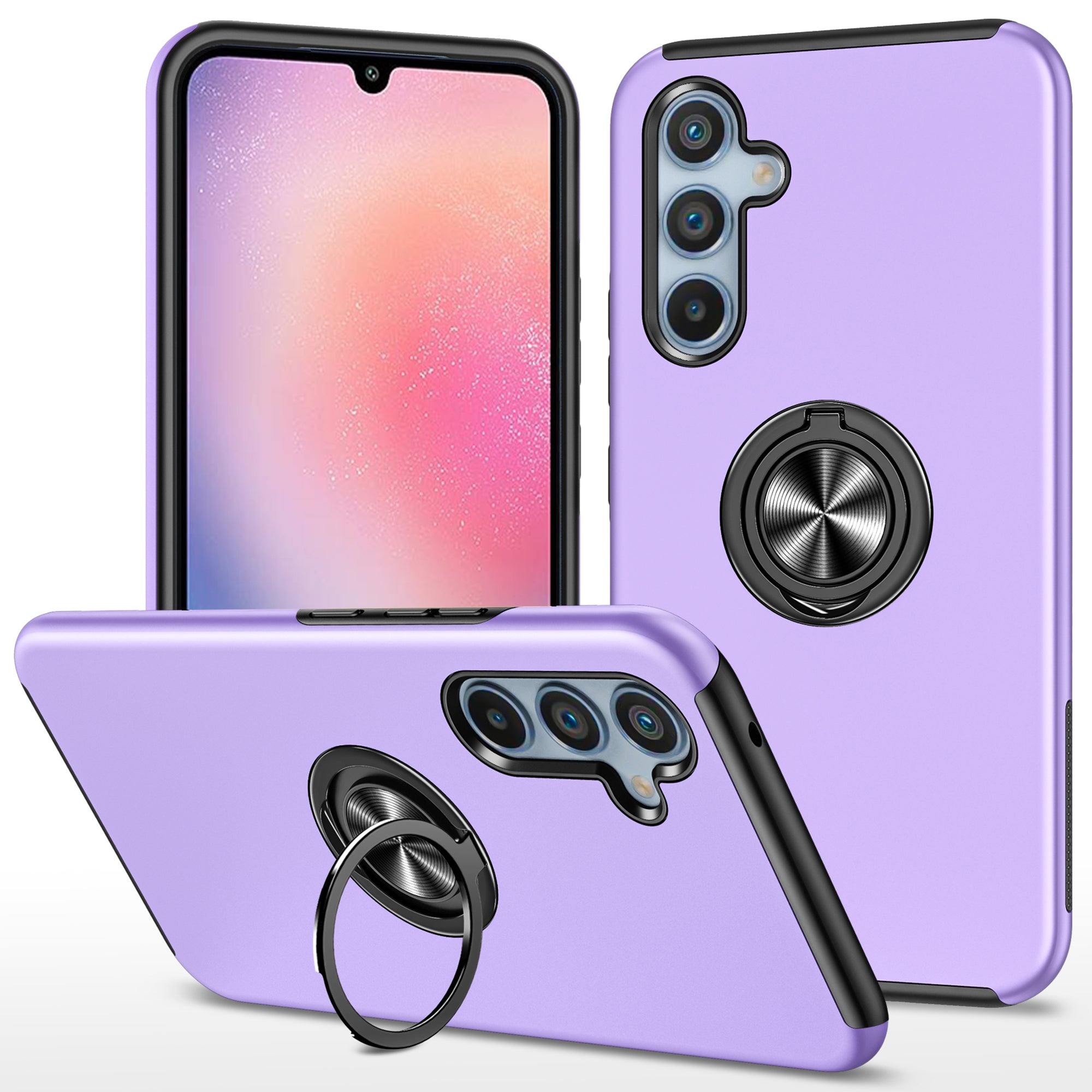 For Samsung Galaxy A24 4G (162.1 x 77.6 x 8.3mm) Slim Case PC+TPU Phone Cover with Kickstand